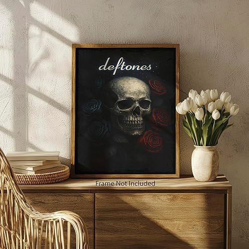 Miniatura 5 de Deftones Skull Rose Requiem - Póster de roca oscura de 8 x 10 pulgadas sin marco, decoración inspirada en banda de metal pesado para dormitorio,
