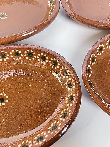 Miniatura 7 de Mexican Plates Clay 10 Inches Oval 6,4,2 Plates Set Traditional Design Entree Plates Mexico Plate (Set of 2)