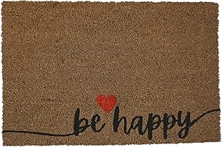 koko doormats Felpudo Original de Coco Natural “Be Happy” | Alfombra de Entrada Antideslizante para Exterior e Interior | ...