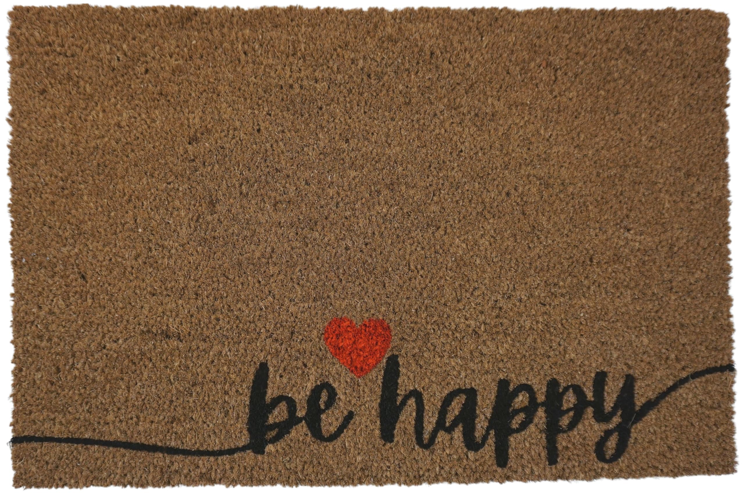 koko doormats Felpudo Entrada casa Originales - Fibra de Coco y PVC - Felpudo Exterior Be Happy - 40x60 cm - Alfombras Puerta Entrada casa Exterior - Felpudos Originales y Divertidos