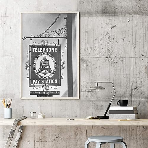 Miniatura 2 de C1899 - Letrero de teléfono Bell C1899 con marco de hierro forjado y colgador para fotografía C1899 (18 x 24)