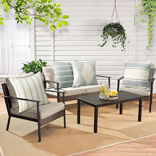 Miniatura 2 de OTOSTAR Juego de 4 fundas de almohada decorativas impermeables para exteriores, fundas decorativas geométricas de 18 x 18 pulgadas, fundas cuadradas