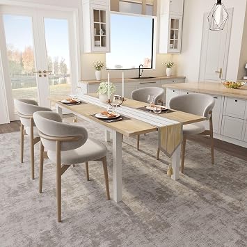 CABIHOME Dining Table for 6-8, 63 Large Extendable Dining Room Table for 6, Kitchen Table with Metal Frame & MDF Board, Wood Dinner Table for 6 - Natural Wood