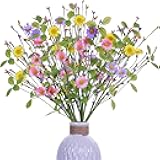 Yawwind 6 PCs Artificial Spring Flowers 17 Inches Summer Flower Branches Faux Floral Picks with Daisy Berry for Vase Home Indoors Flower Arrangements Table Centerpieces