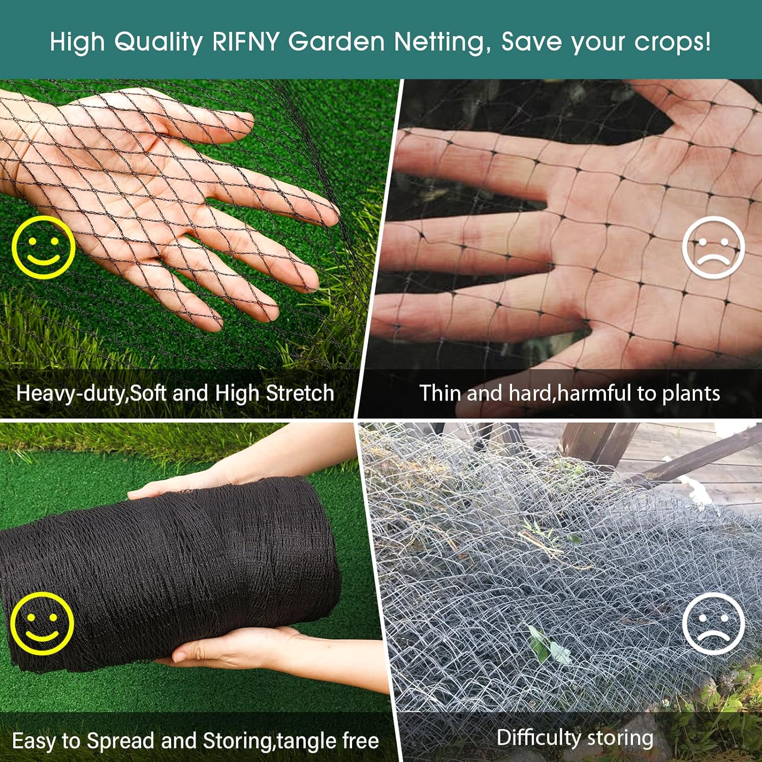Bird Netting for Garden, Anti Bird Netting and Fruit Protection Bags for Vegetable, Fruit Trees & Other Plants, Lasting Against Birds Squirrels and Poultry