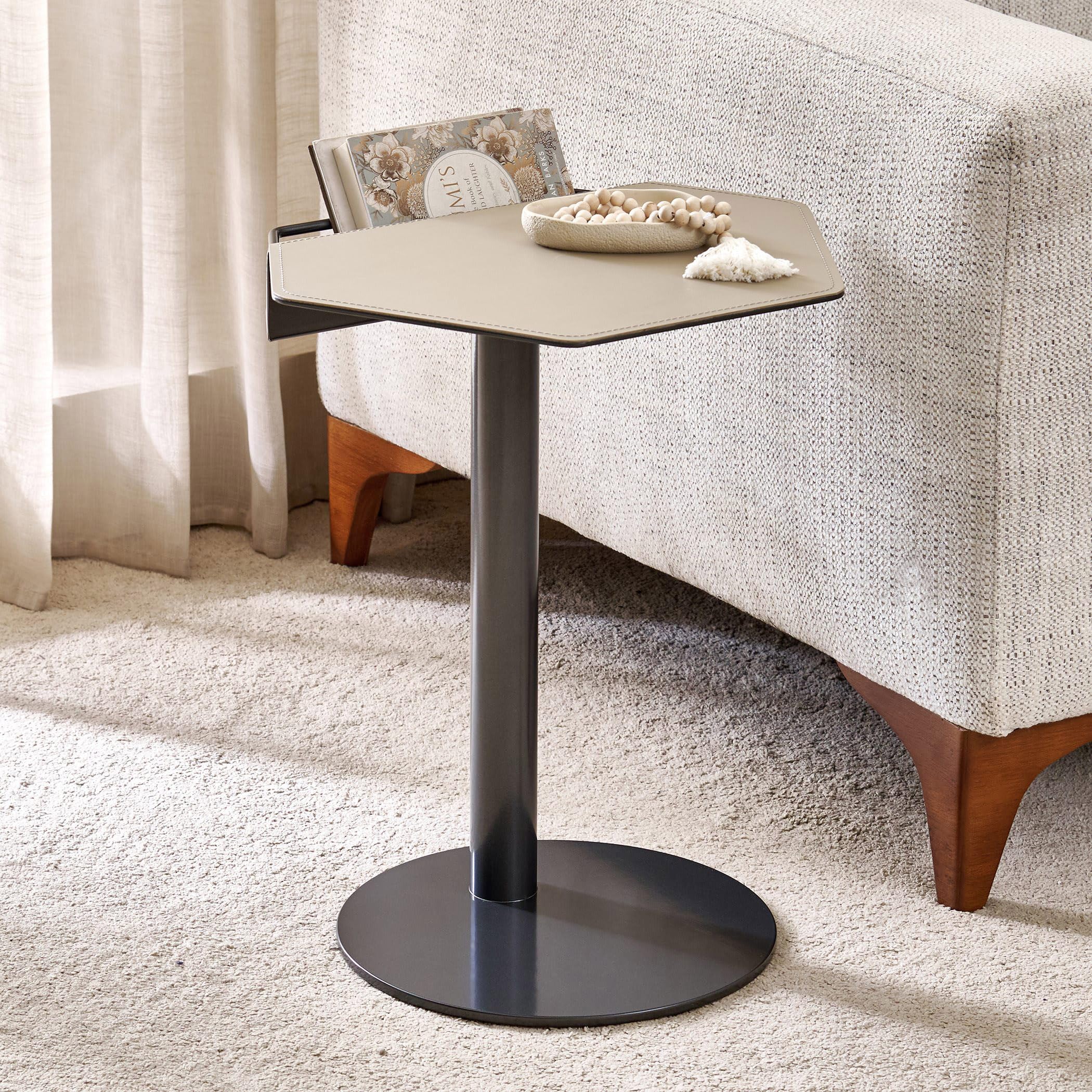 Home Centre Clair DE Lune END Table - Taupe | Metal | Brown-image-44