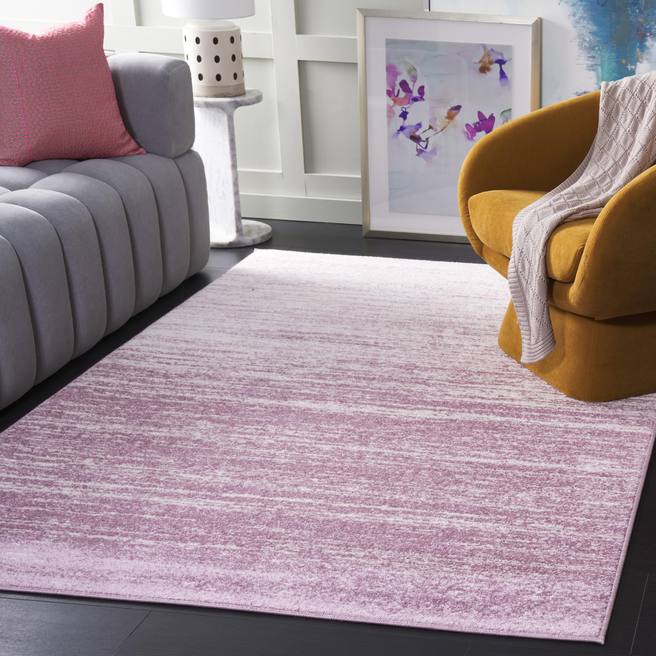SAFAVIEH Area Rug 6x9 - Adirondack Collection - Cream & Purple, Modern Ombre Design, Non Shedding & Easy to Clean, Ideal for Living Room, Bedroom,