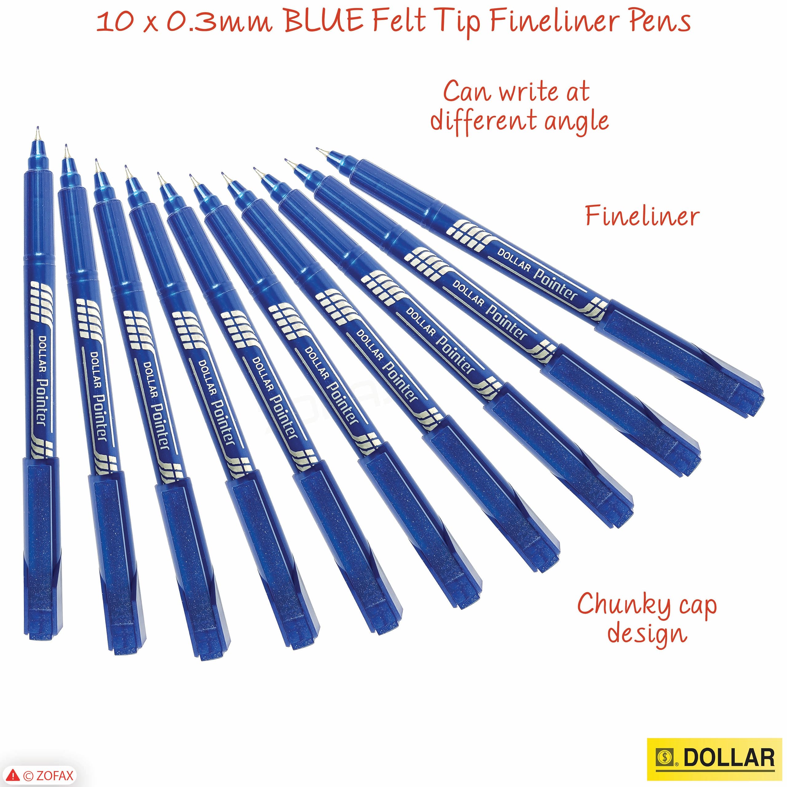 Z3FT Fineliner Pens, BLUE, Fine Tip (0.3mm), Pack of 10, Write Draw Sketch Colour Pens, Artists Calligraphy Illustrations - Image 3