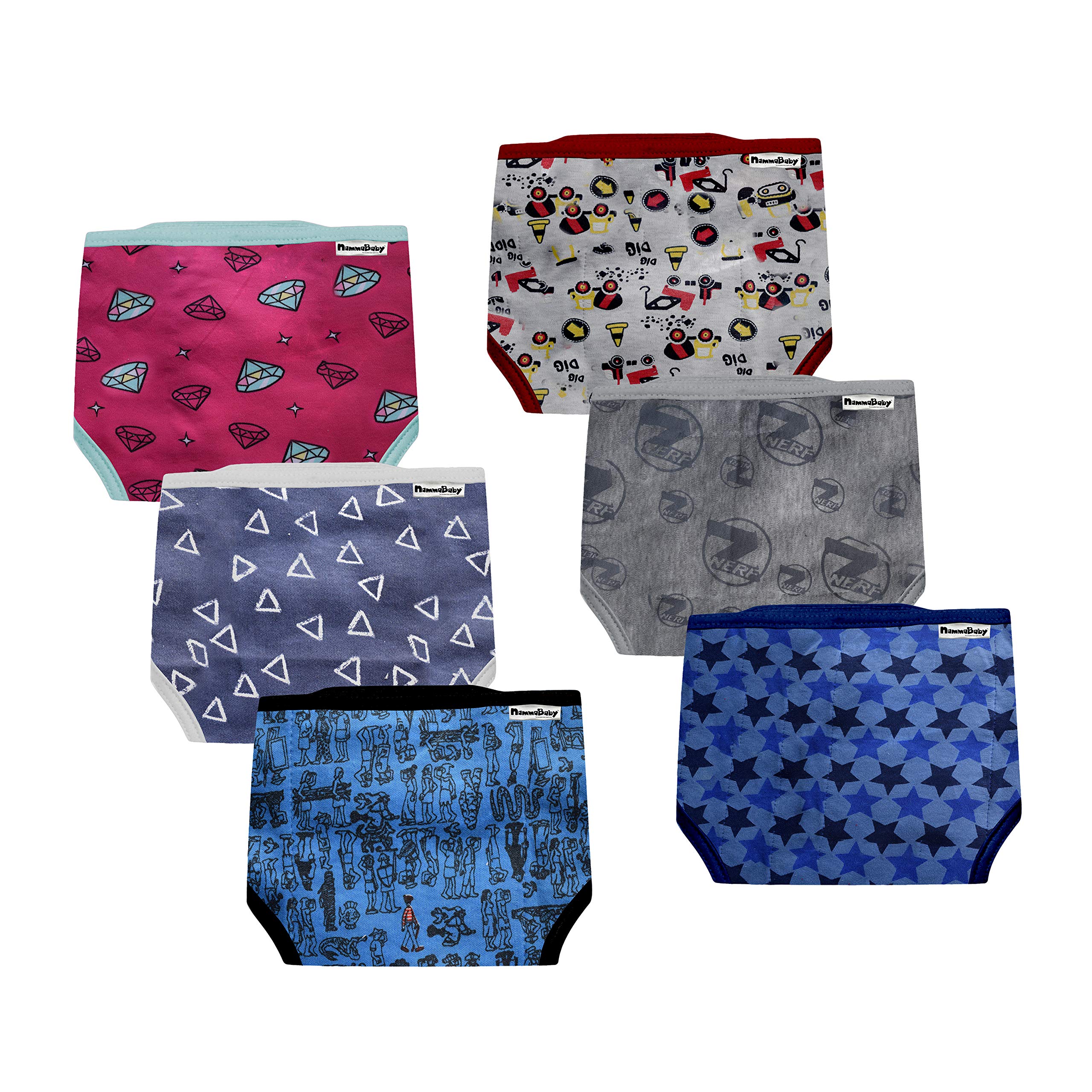 Tinchuk Newborn Cloth Nappy Padded Baby Nappies Colored Multicolor Fasten Closure (12-18 Months, Pack of 6) 1