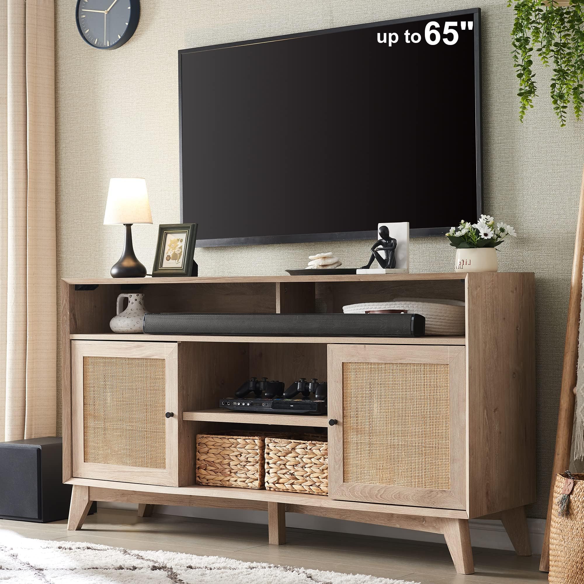 Amazon.com: OKD TV Stand for 65+ Inch TV, 32'' Tall Highboy ...