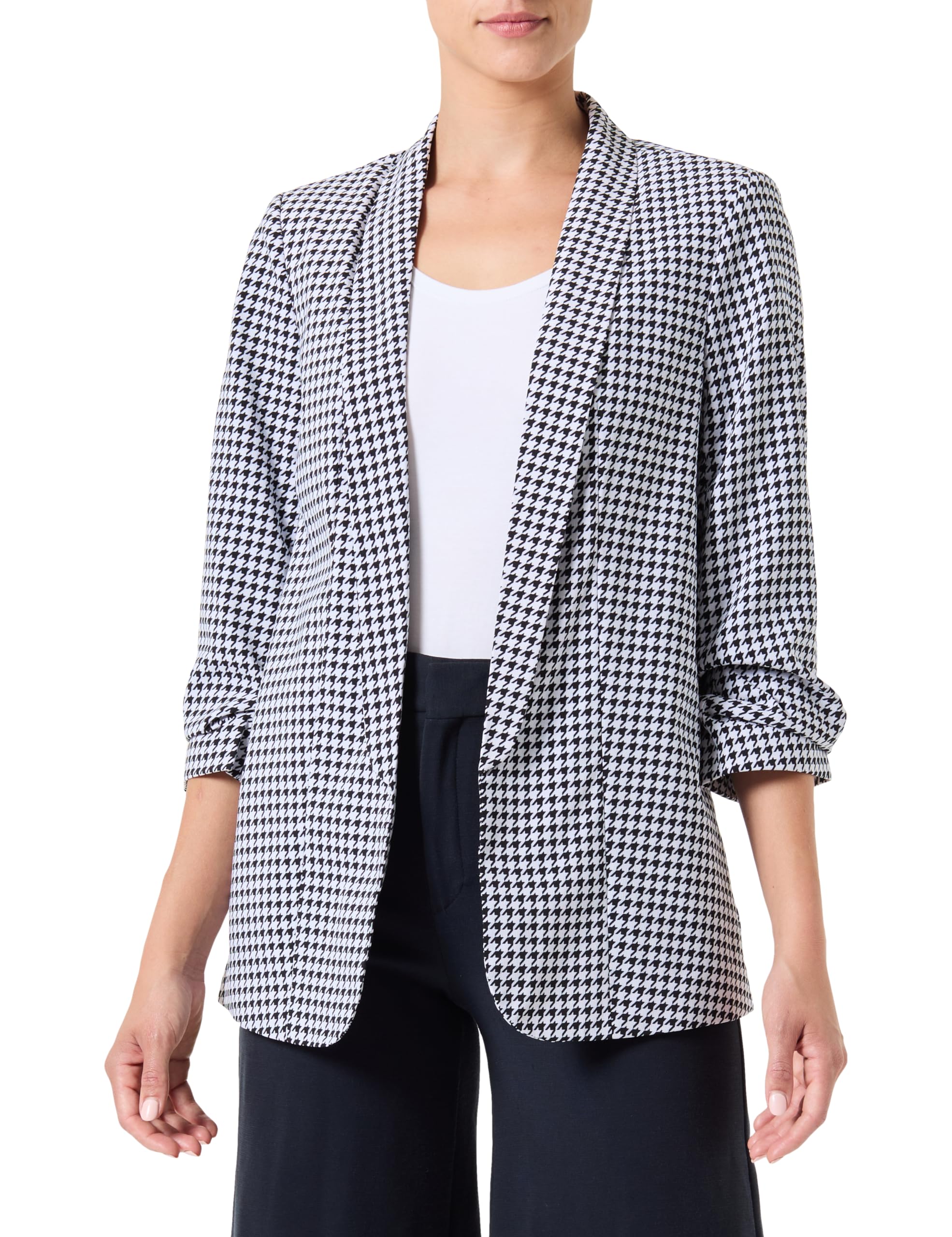 PIECES Women's Blazer, Black/AOP: Houndstooth, XL