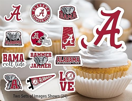 Miniatura 5 de Alabama Crimson Tide Cupcake Toppers (24 piezas) Suministros de fiesta de la Universidad de Alabama para fútbol, cumpleaños, decoraciones de fiesta