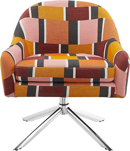 Miniatura 7 de Linon Tapicería Shawnee multicolor y silla giratoria con base cromada