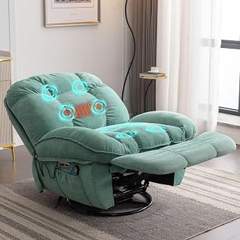 TV Chair Massage Chair Electric Recliner Chair Heating Vibration Massage Chair 1 Side Pockets Type C & USB Ports Reclining TV Armchair Living Room Green