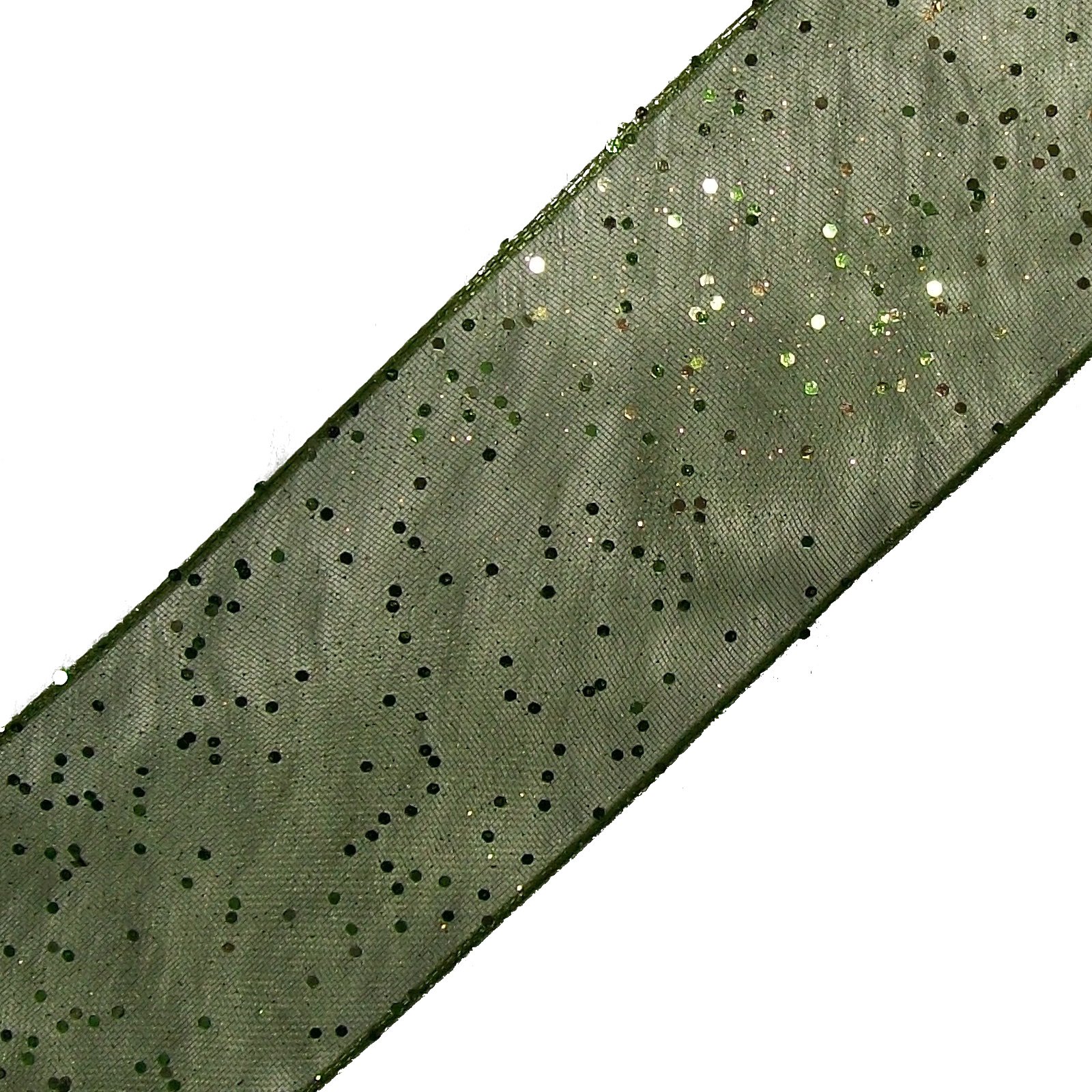 Berisfords Green Wired Glitter Sparkle Ribbon 15Mm Wide (, 3 M)