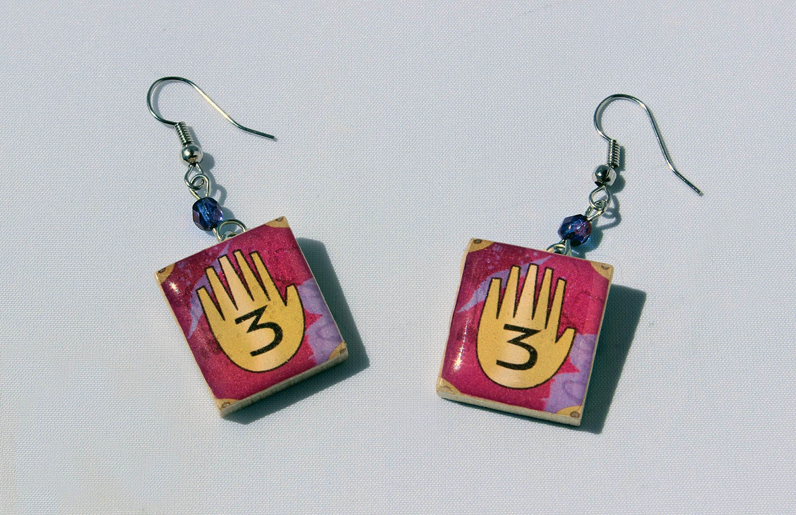 Third Journal Wooden Tile Earrings - Gravity Falls Inspired