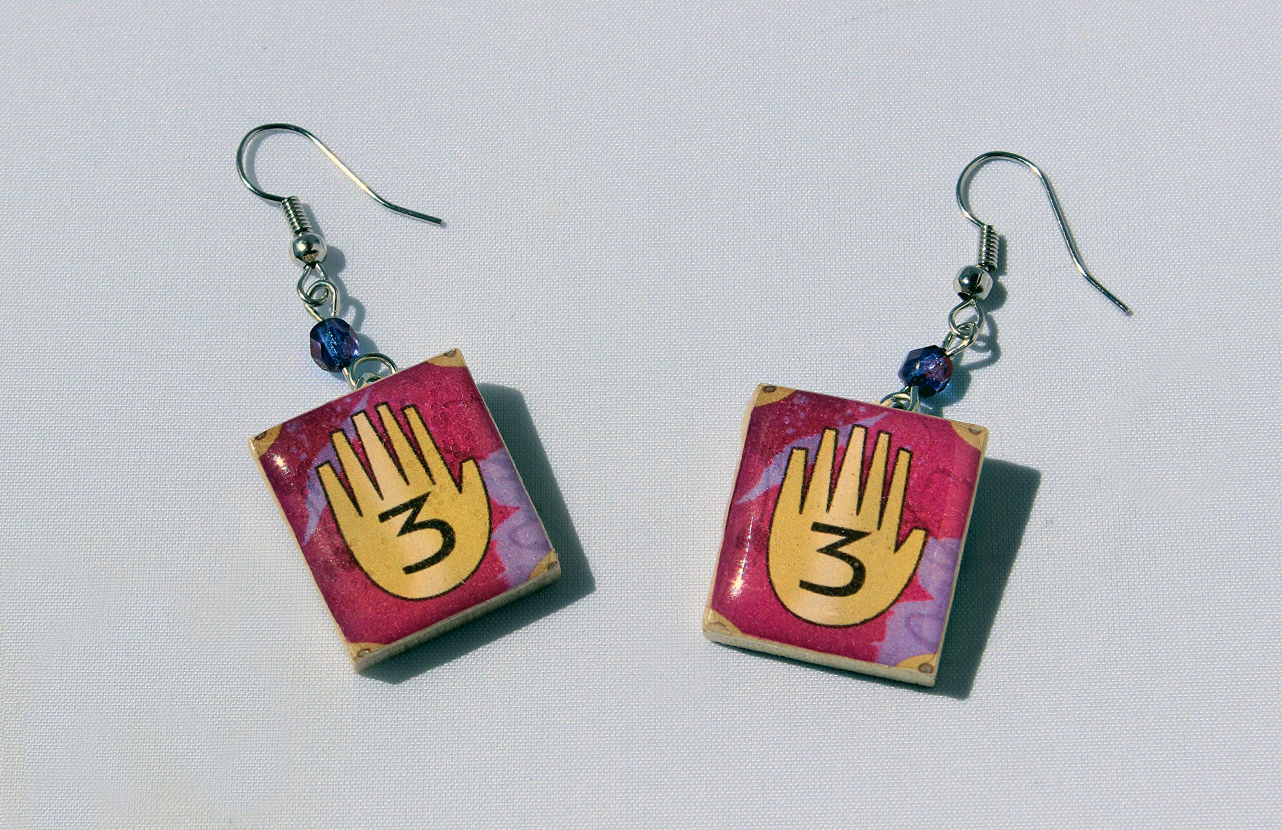 Third Journal Wooden Tile Earrings - Gravity Falls Inspired