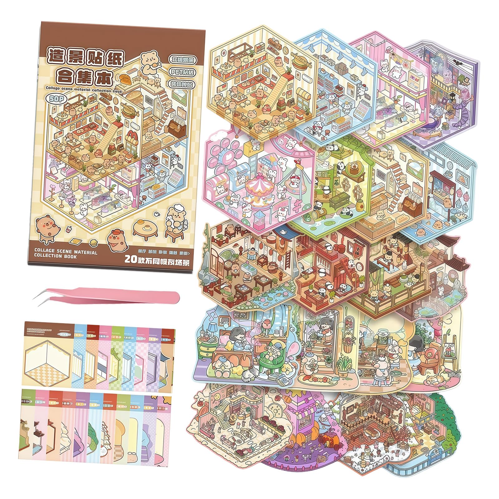 Artistic Decors Sticker Scrapbooking Sticker Decorative Stickers Adhesive Stickers for Luggage Glass Planners Notebook Journaling Decorations
