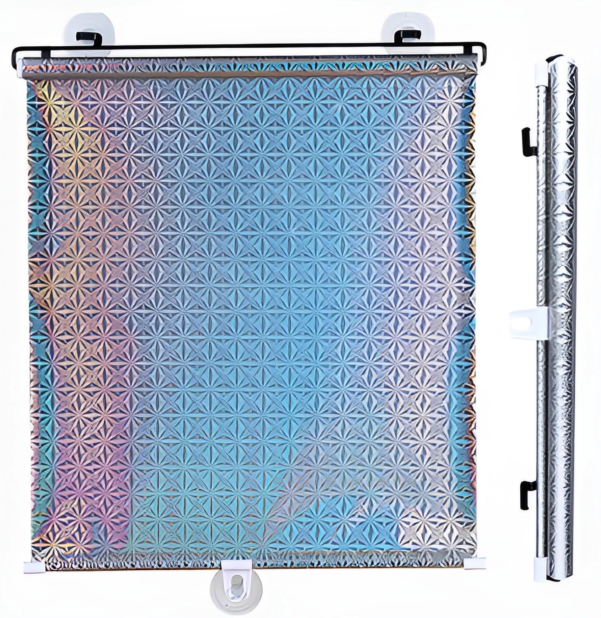 ZDSDZSD Suction Cup Blackout Blinds Stick On, Blinds Window Roller No Drilling, PVC Temporary Blinds for Windows Bedroom Bathroom Kitchen Skylight Patio(Aluminum film,58 x 125 cm)