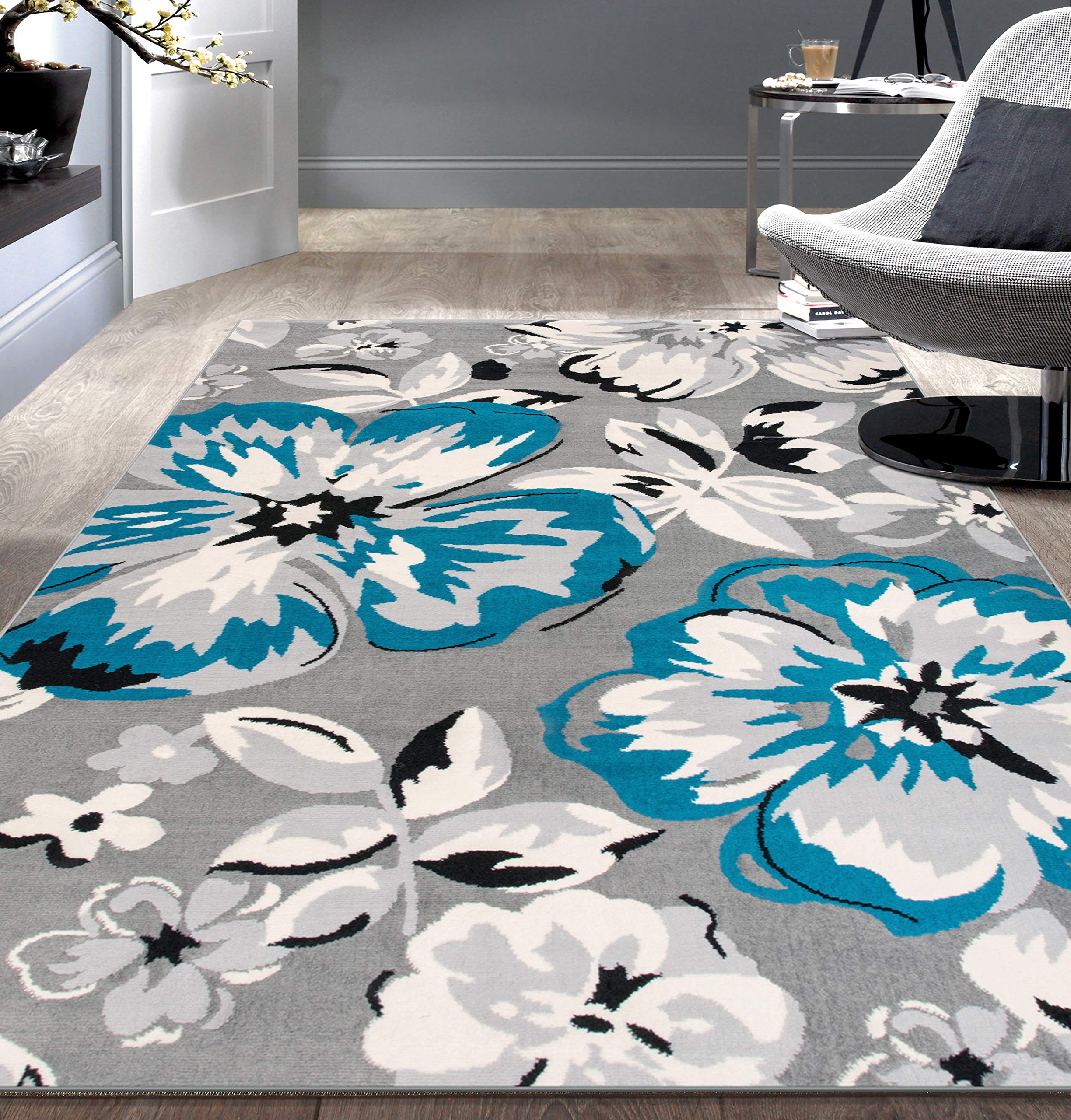 Modern Floral Design Area Rug for Living Room,Bedroom,Home