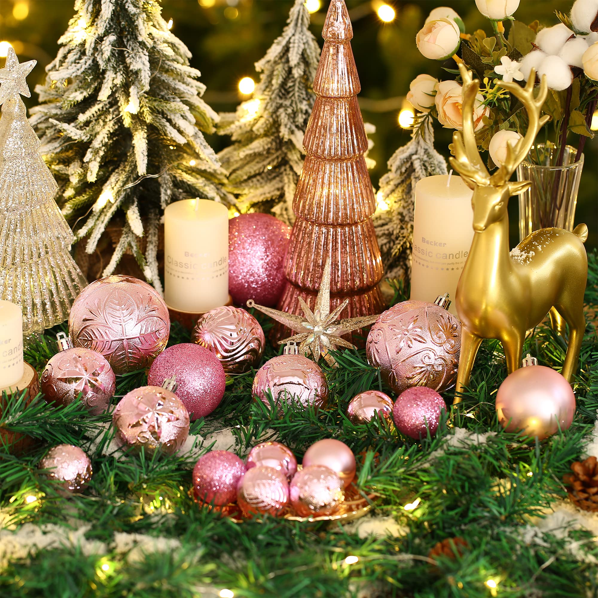 Amazon.co.jp: クリスマスボールオーナメント 20カラット ピンク