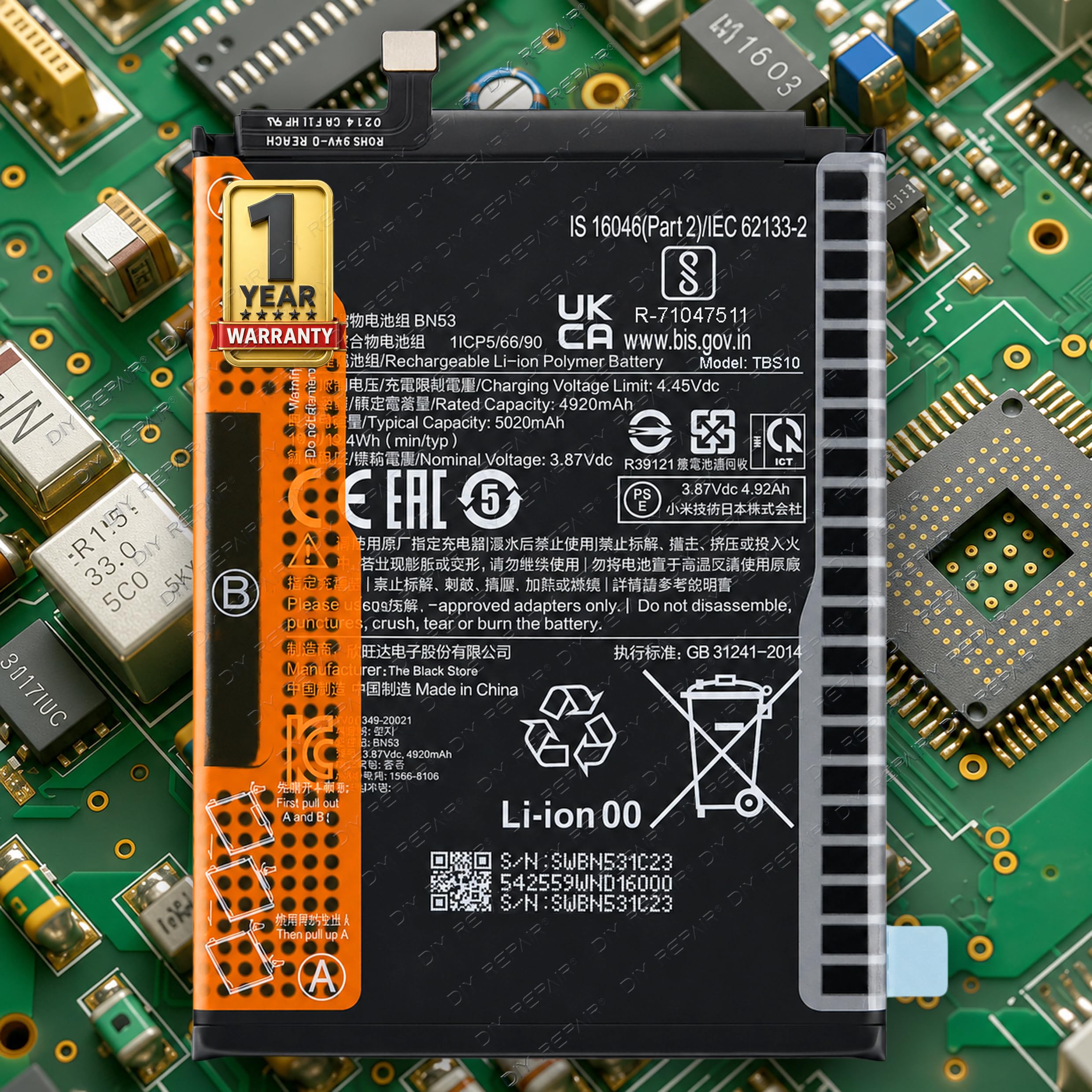 Original BN53 [5020mAh] Battery for Xiaomi Redmi Note 10 Pro/Poco M2 Pro with 1 Year Warranty* (Out of the Blue, MZB9624IN)-image-17