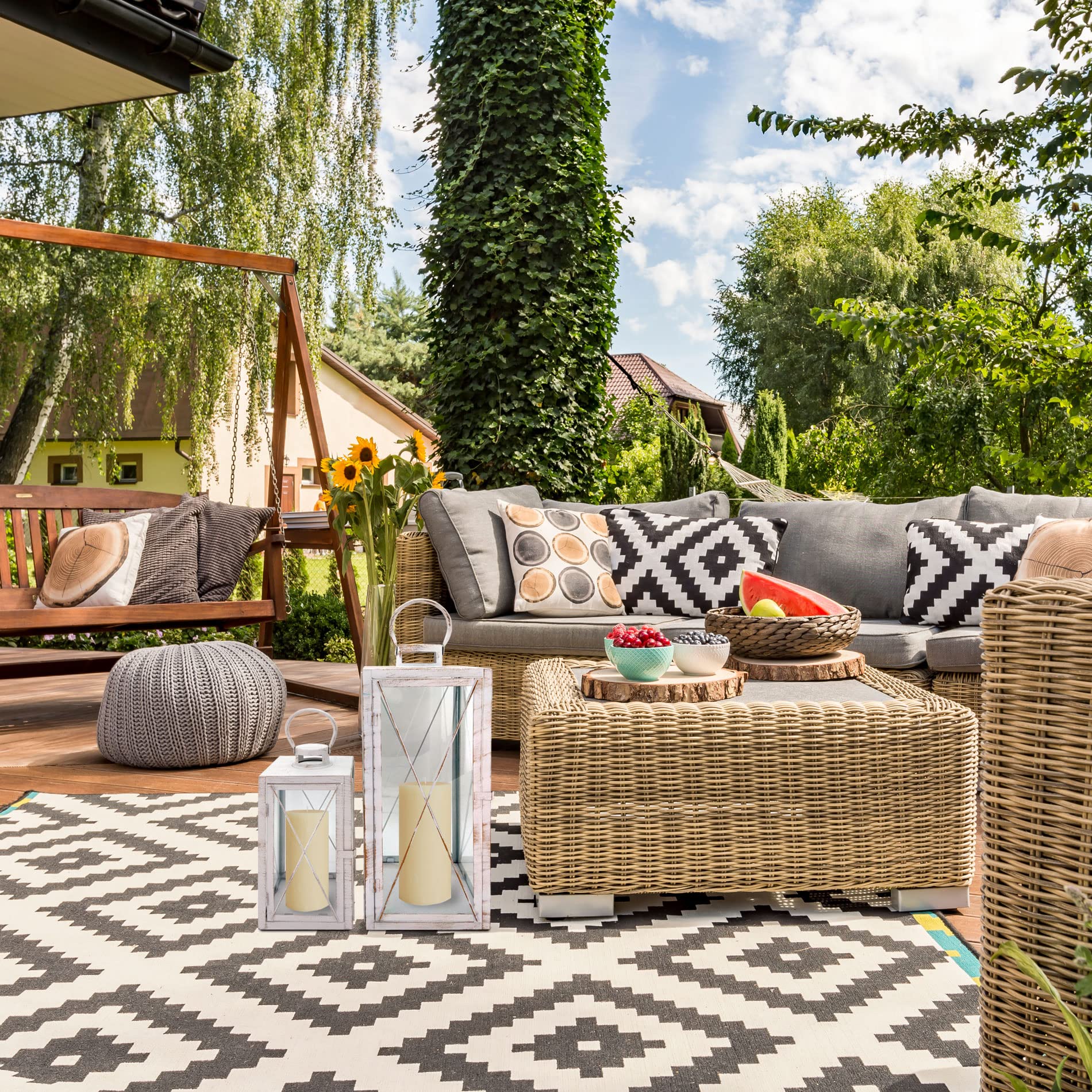 Set 2 Lanterne Decorative Rebecca - Grigio Argento, Acciaio Inox E PVC, 41x17x17 Cm