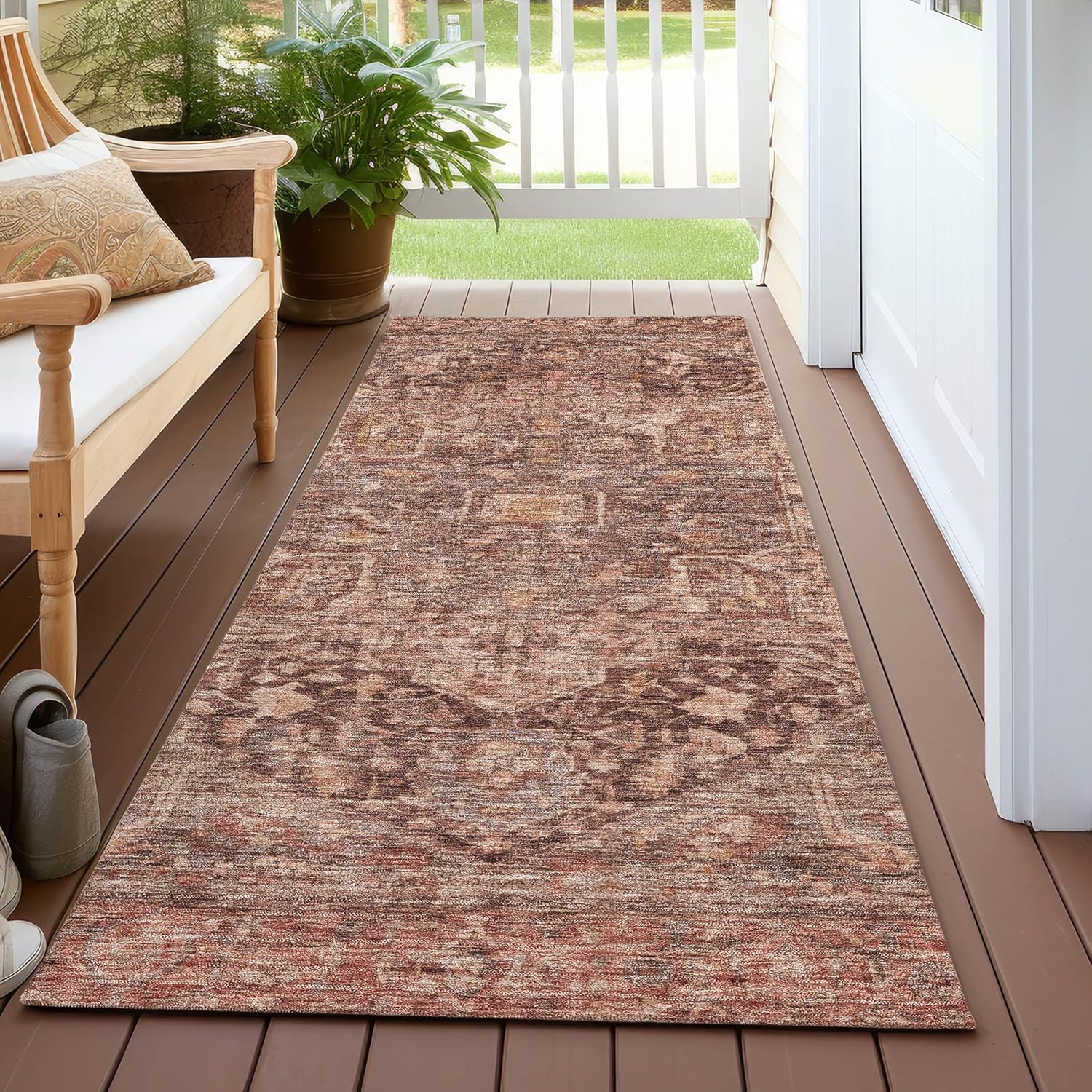 Addison Rugs Chantille ACN1240 Burgundy 2'3" x 7'6" Indoor/Outdoor, Machine Washable, Easy Clean, Non Shedding, Bedroom, Living Room, Dining Room, Kitchen, Patio Rug
