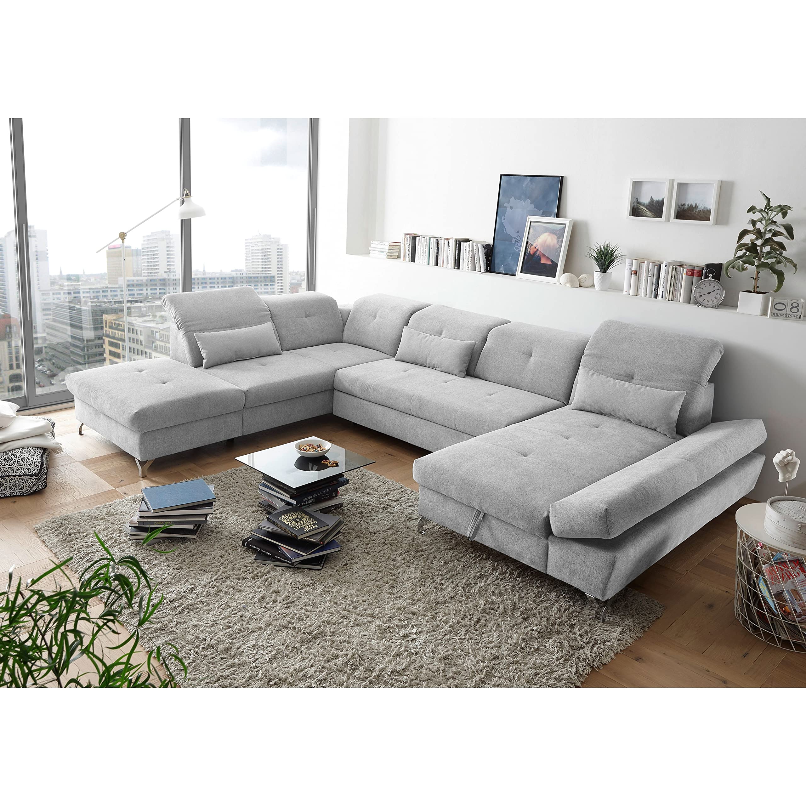 Stella Trading Melfi OTM.2F.RecBK Corner, Microvelour, Uran 01 silve, 350 x 73(96) x 245