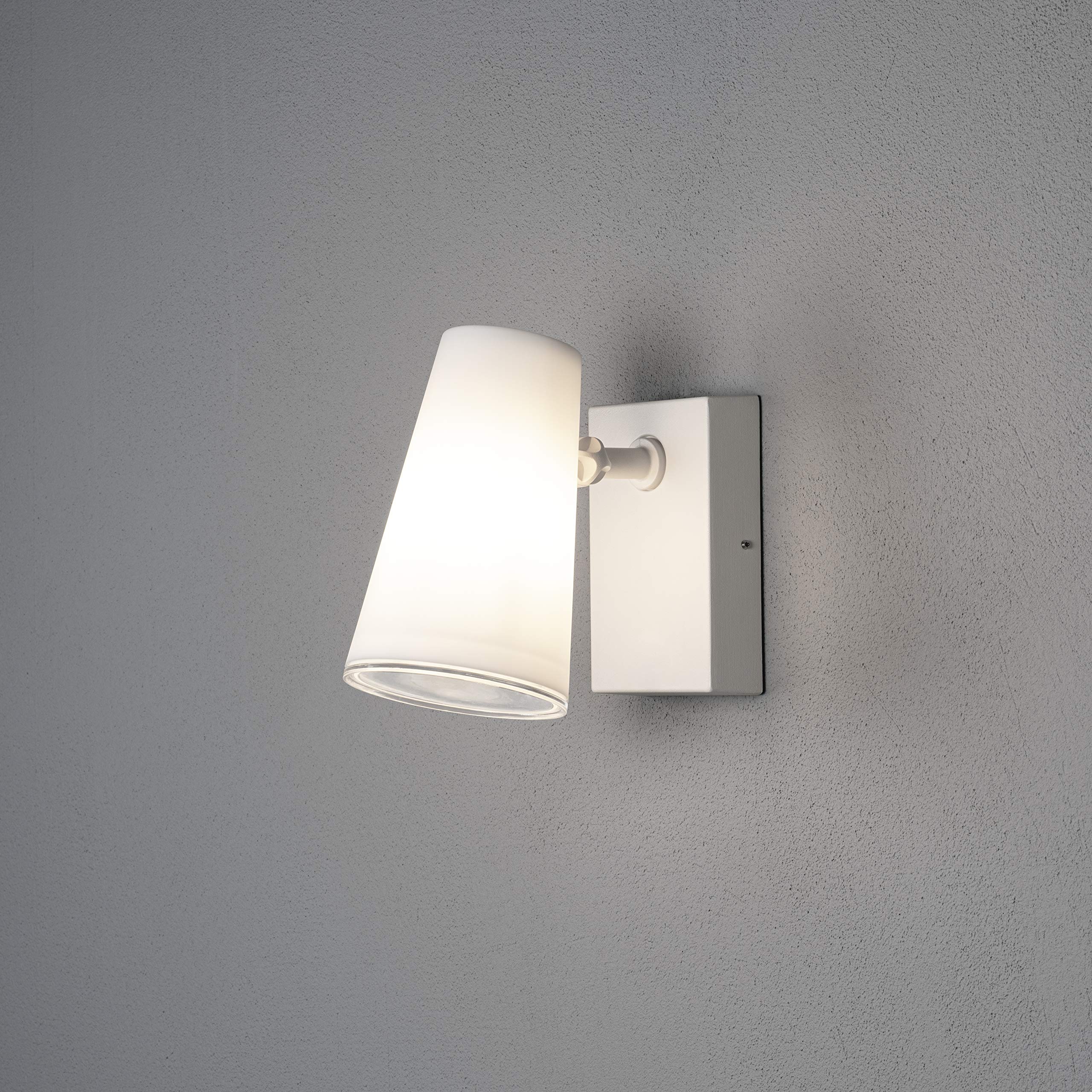 Konstsmide Outdoor Wall Light Mains Powered/Fano Modern Down Outdoor Lamp/Adjustable Head/1 x 25 W E27 Max Wall Lamp/Opal Acrylic Glass Lens/Aluminium/IP54/Outside Light White - Image 2