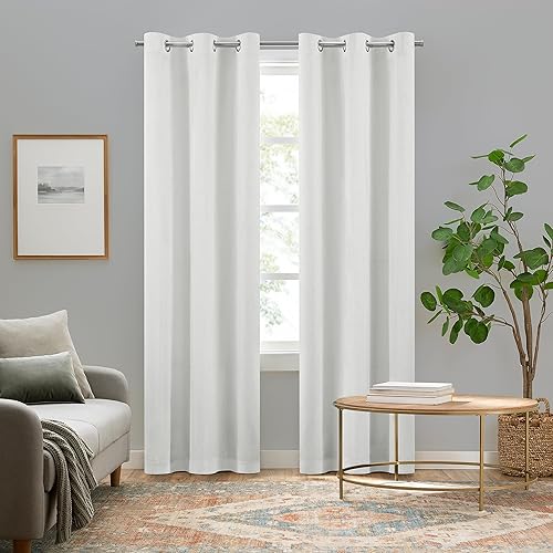 Eclipse Pembroke - Cortinas de lino sintético con ojales, 100 % opacas, 54 pulgadas de largo x 42 pulgadas de ancho, cortinas con aislamiento