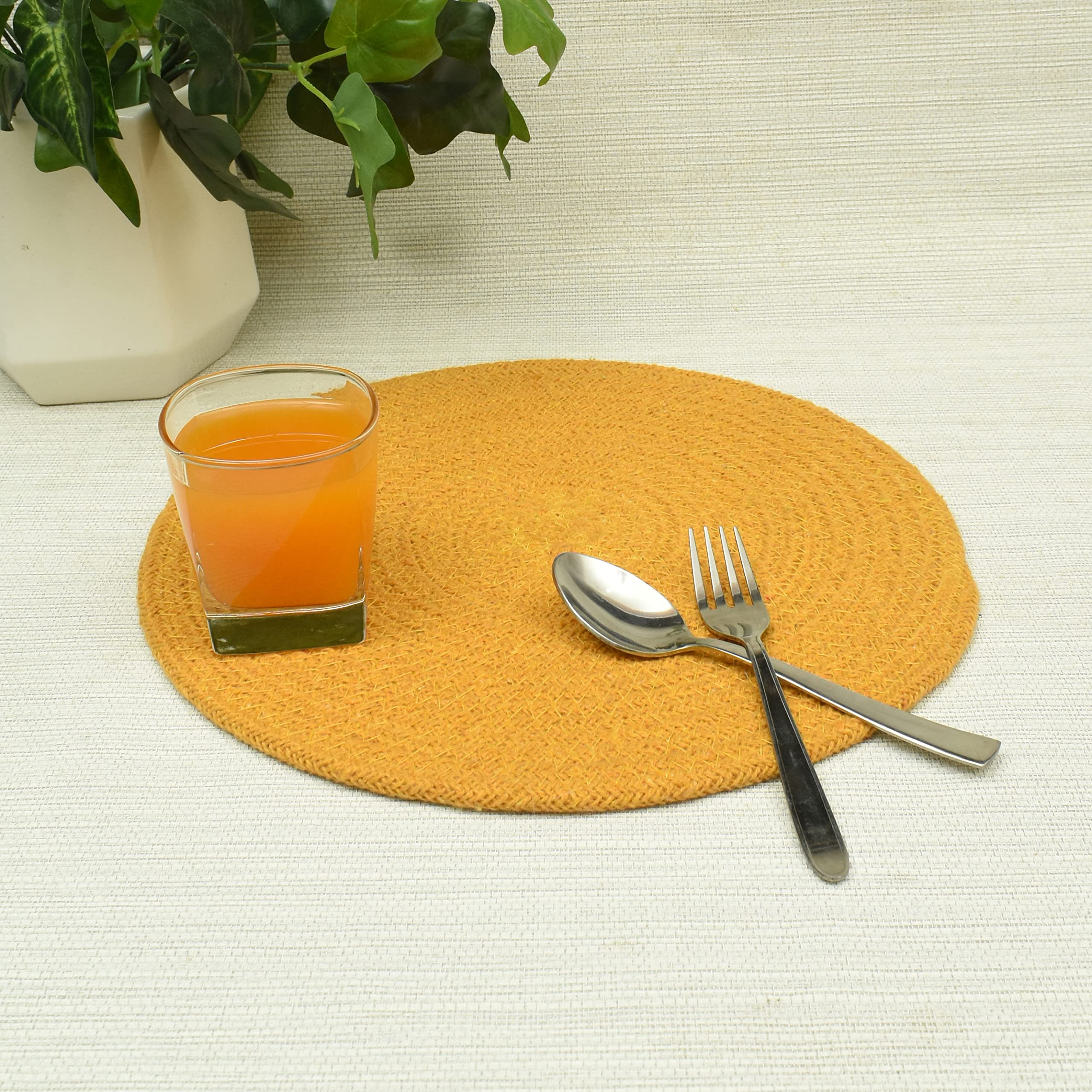 HOMADORN Jute/Cotton Round Trivet Reversible Table Place Mats for Casserole, Plates, Pan, Tray, Bowl, Vase, Decorative Sculptures (Grey (Pack of 6), 12 INCHES X 12 INCHES) — Amazon image 10
