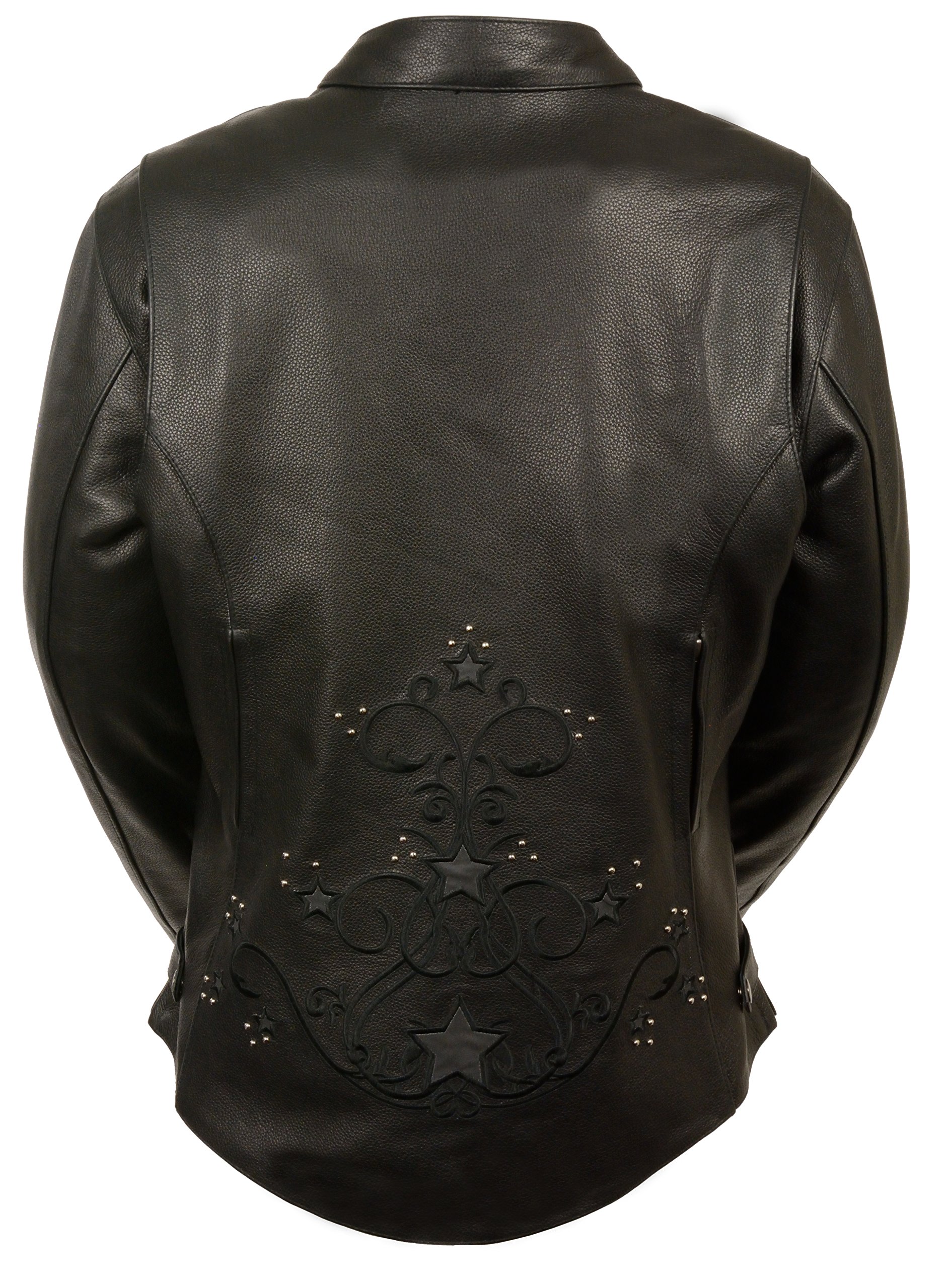 Milwaukee Leather ML2500 Women's Reflective Star Riveted Black Leather Jacket - 3X-Large