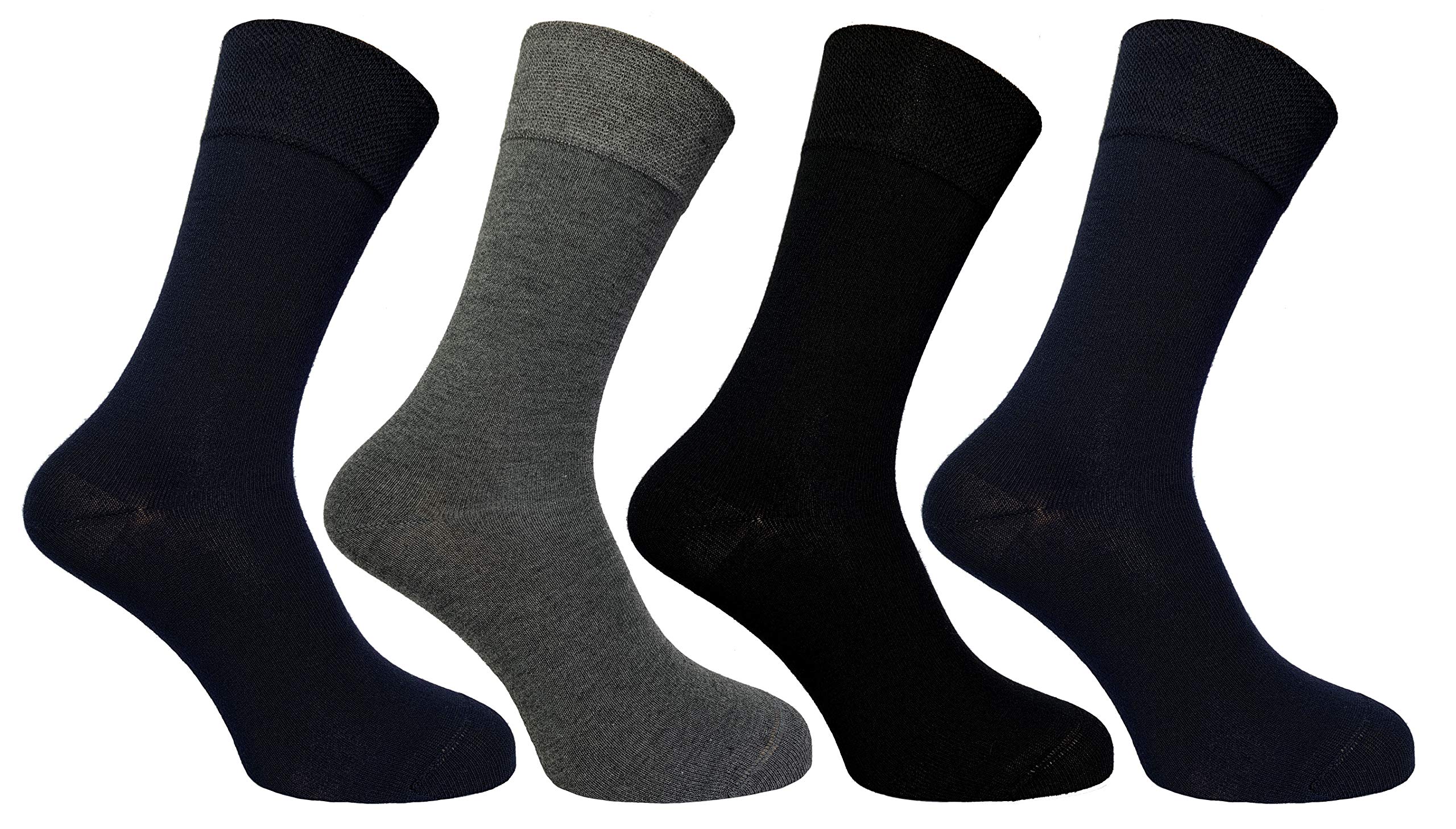 Flexitop Men's Bamboo plain Grey/ Navy Socks with hand link toe 4 Pairs U.K. Size 6-11 FL124