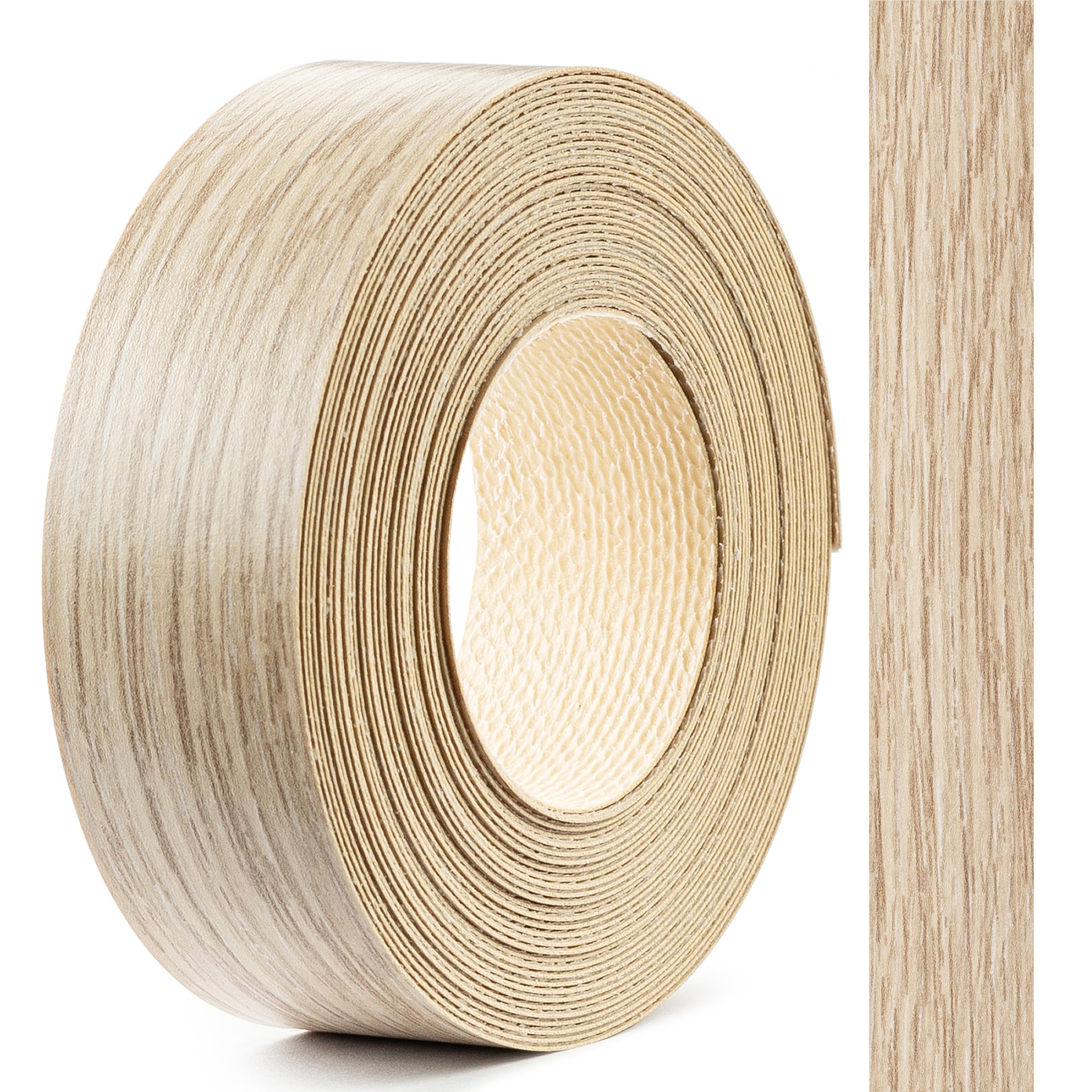 FOLDECOR Estana Oak Bright Hotmelt Melamine Edge Banding Tape 21mm x 5m, Iron on Edge Trim Strip for Furniture, Cabinets, Shelves & Panels, Easy to Apply & Cut