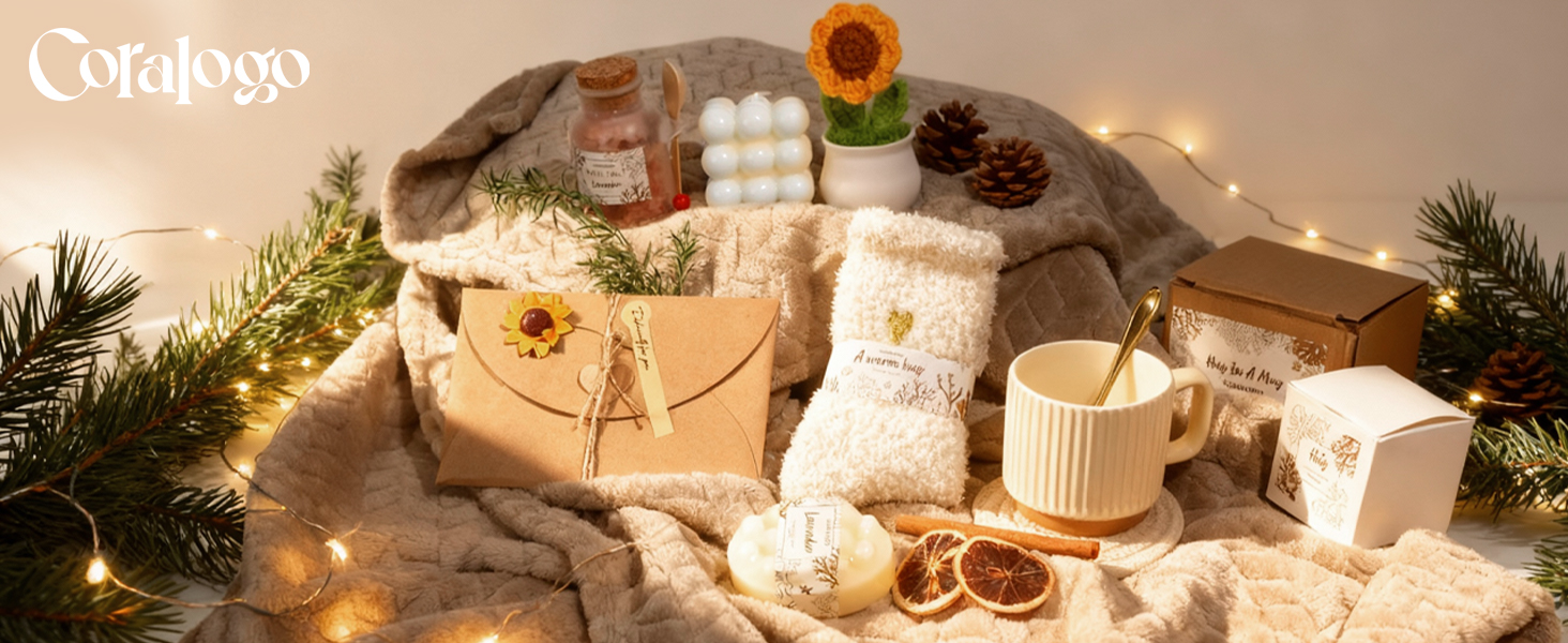 Spa Gift Baskets for Women - Mothers Day Gift Basket, Get Well Soon, Self Care, Relaxing Sunflower Package, 11pcs Spa Sets with Blanket, Luxury Gifts for Her Birthday Anniversary Mothers Day