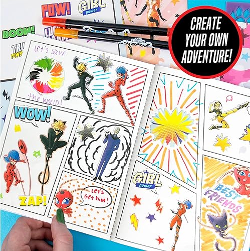 Miniatura 4 de Miraculous Haz tu propio cómic – Crea 2 cómics Ladybug, Cat Noir, Tikki y más – Juguetes creativos para niños a partir de 6 años – Kit de cómics DIY