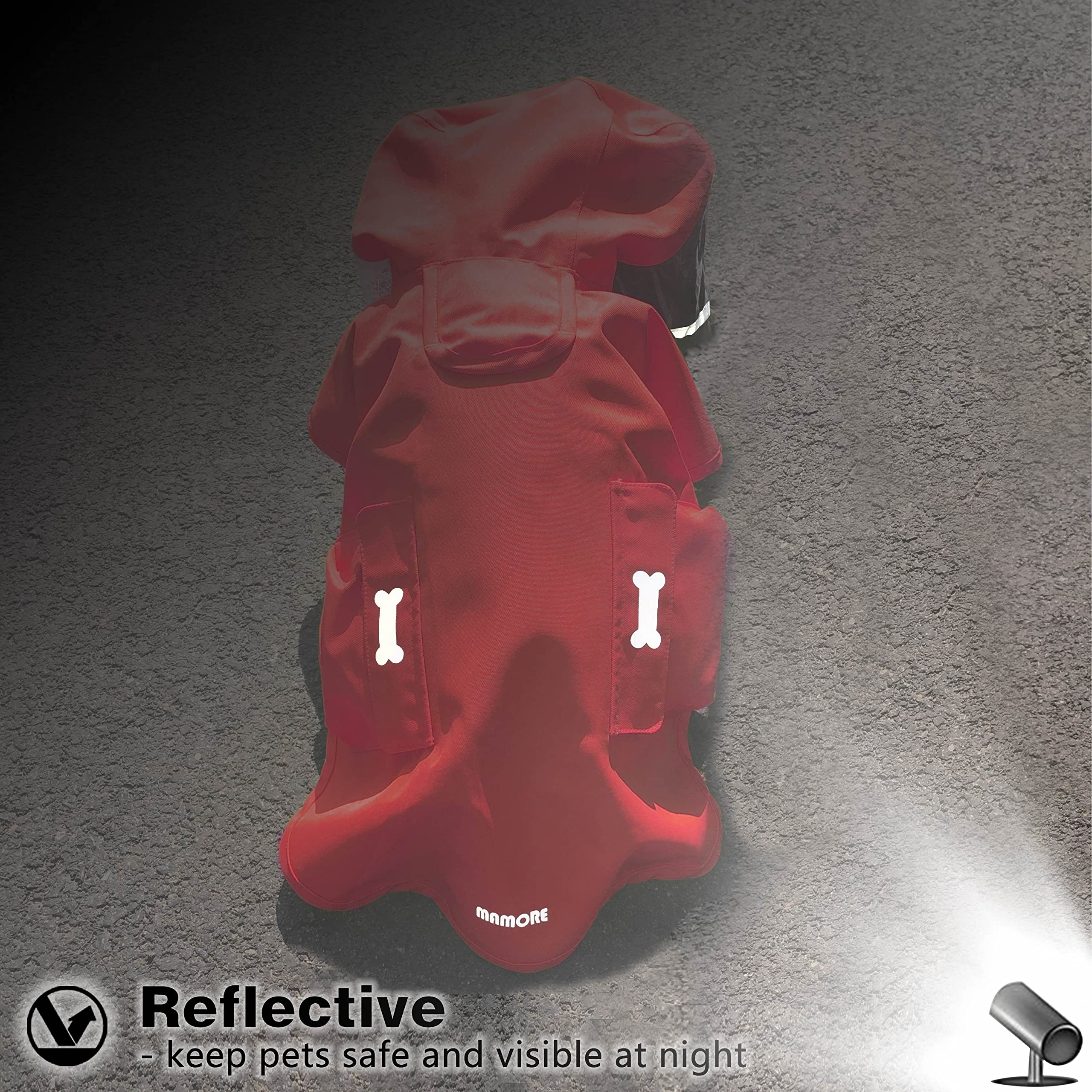 Impermeable para Perro, Poncho de Lluvia Impermeable con Capucha, Chaqueta de Lluvia Ajustable para Mascotas con Agujero para Correa para Perros pequeños, medianos y Grandes (Rojo, Grande)