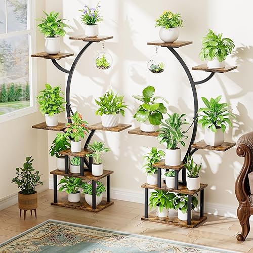 Miniatura 8 de Soporte para plantas de interior con luz de crecimiento, soporte de esquina para plantas de interior de 47" de 7 niveles, estante de metal para