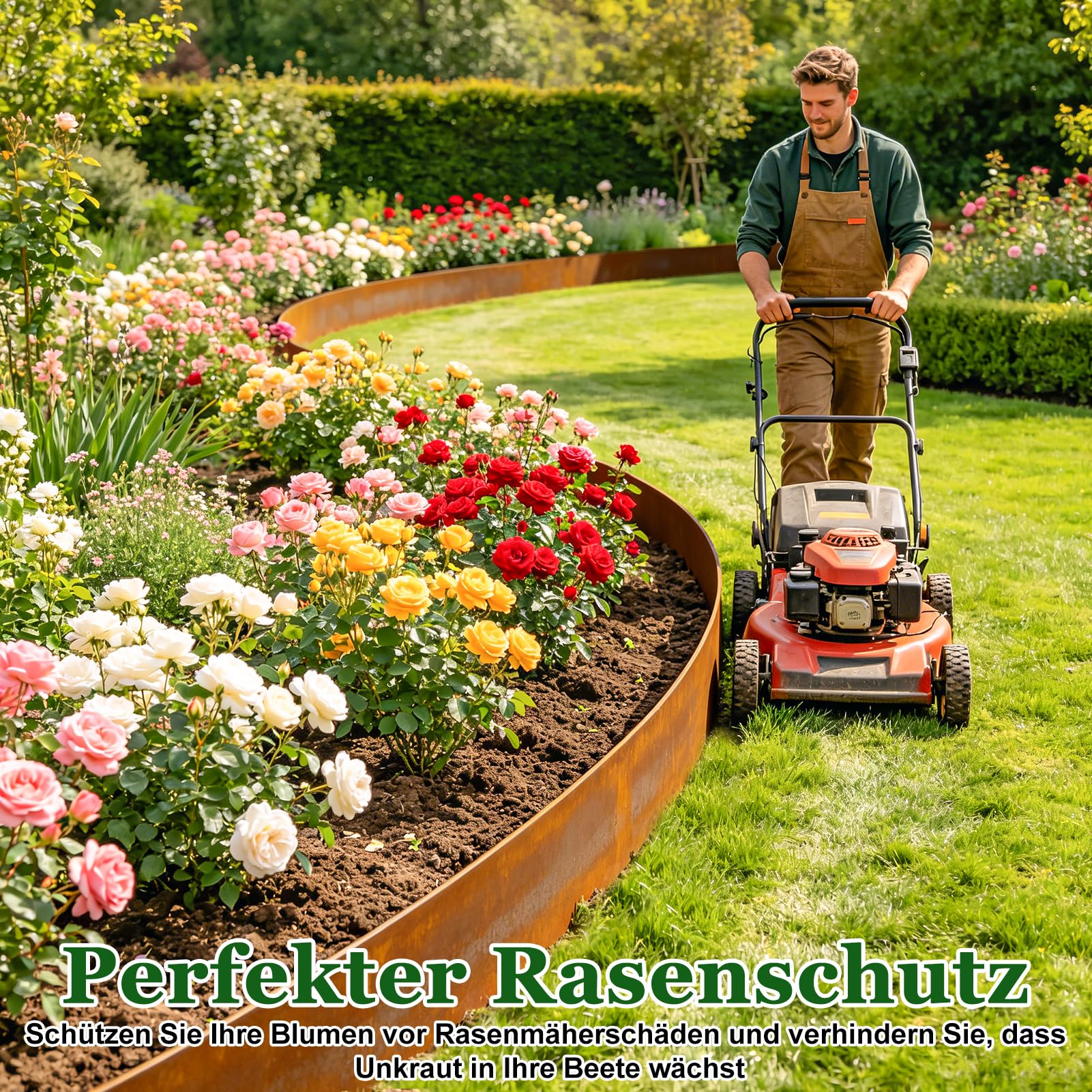 Cortenstahl Rasenkante, Beeteinfassung Metall, 10 m, 15 cm hoch, 0,6 mm