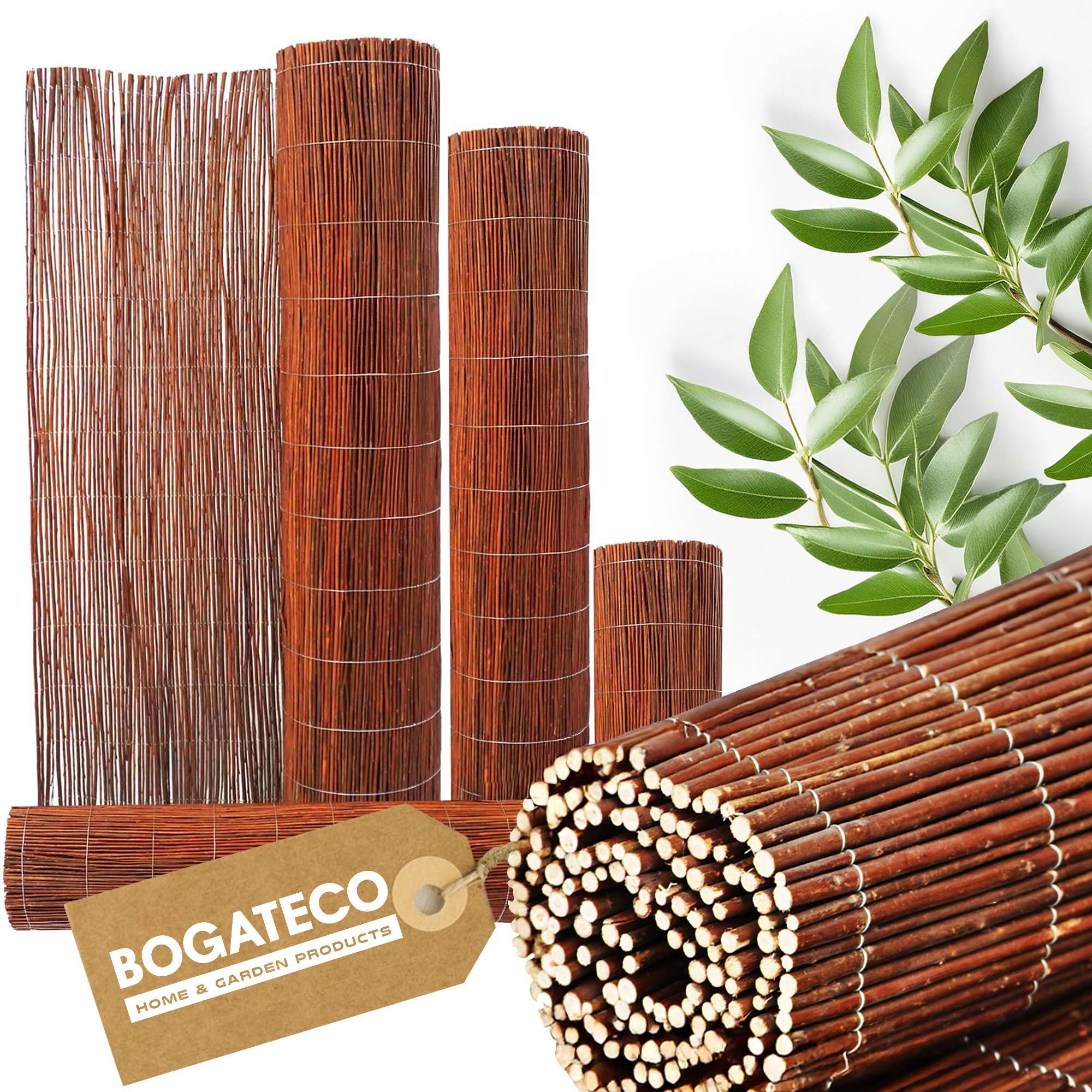 BOGATECO Weidenmatte Sichtschutz Zaun aus Holz |Gartenzaun 100 cm Hoch & 500 cm Lang | Perfekt Weidenzaun für den Garten, Balkon und Terrasse natürlicher Sichtschutzzaun