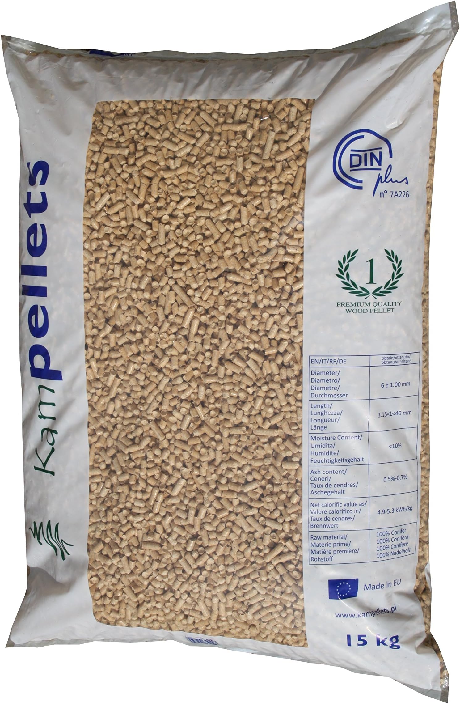 2 x 15 kg wood pellets DINplus certified (30 kg) also suitable as small animal litter.