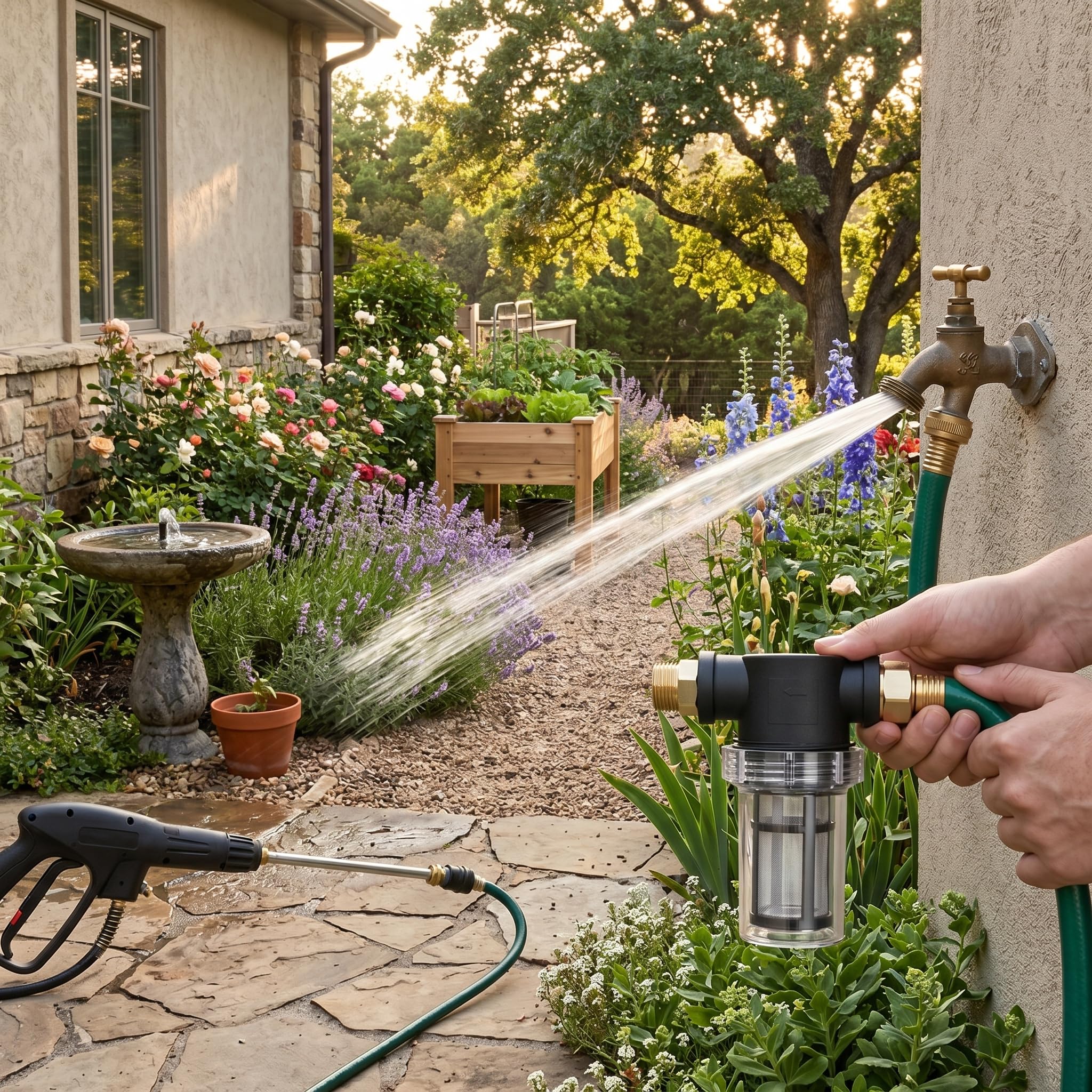 Rengue Filtro per Idropulitrice, Filtro Sedimenti in per Tubo da Giardino da 3/4 di Pollice con Rete in Acciaio Inossidabile per Proteggere Pompa, Pistola, e Tubo del