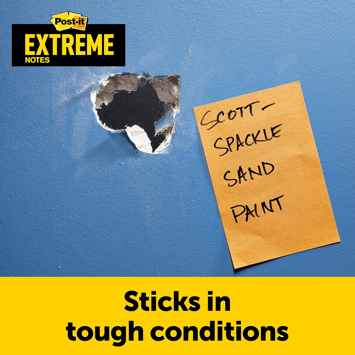 Post-it Extreme XL Notes, Works Outdoors, Works in 0-120 Degrees Fahrenheit, 100X The Holding Power, Orange, Yellow, Green, 25 Sheets per Pad, 9 Pads/Pack (EXT456-9CT)