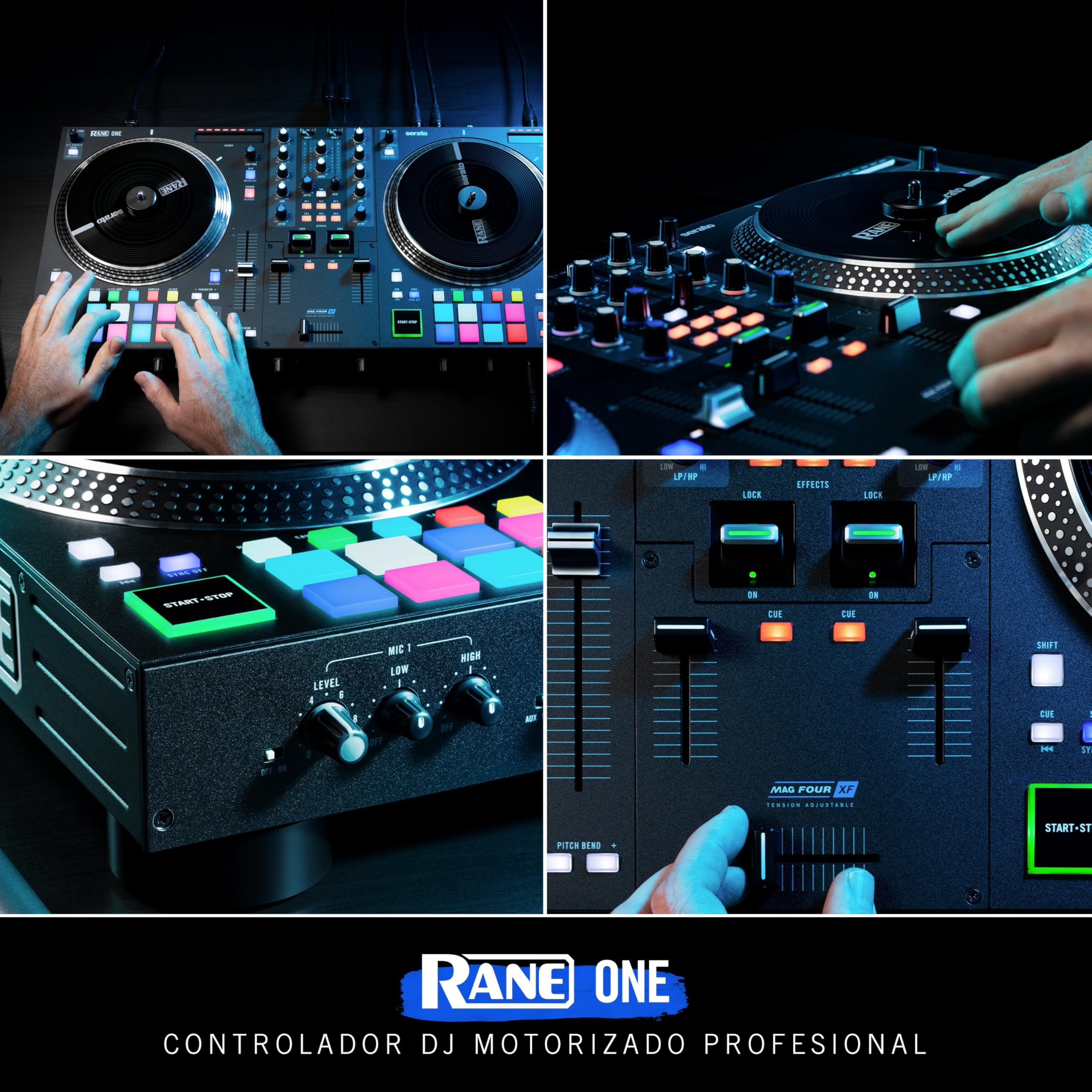 RANE ONE, Controlador DJ Profesional con Platos Motorizados de 7.2" Para Serato, Mesa de Mezclas con Serato DJ Pro Incluido, Efectos y 8 Pads