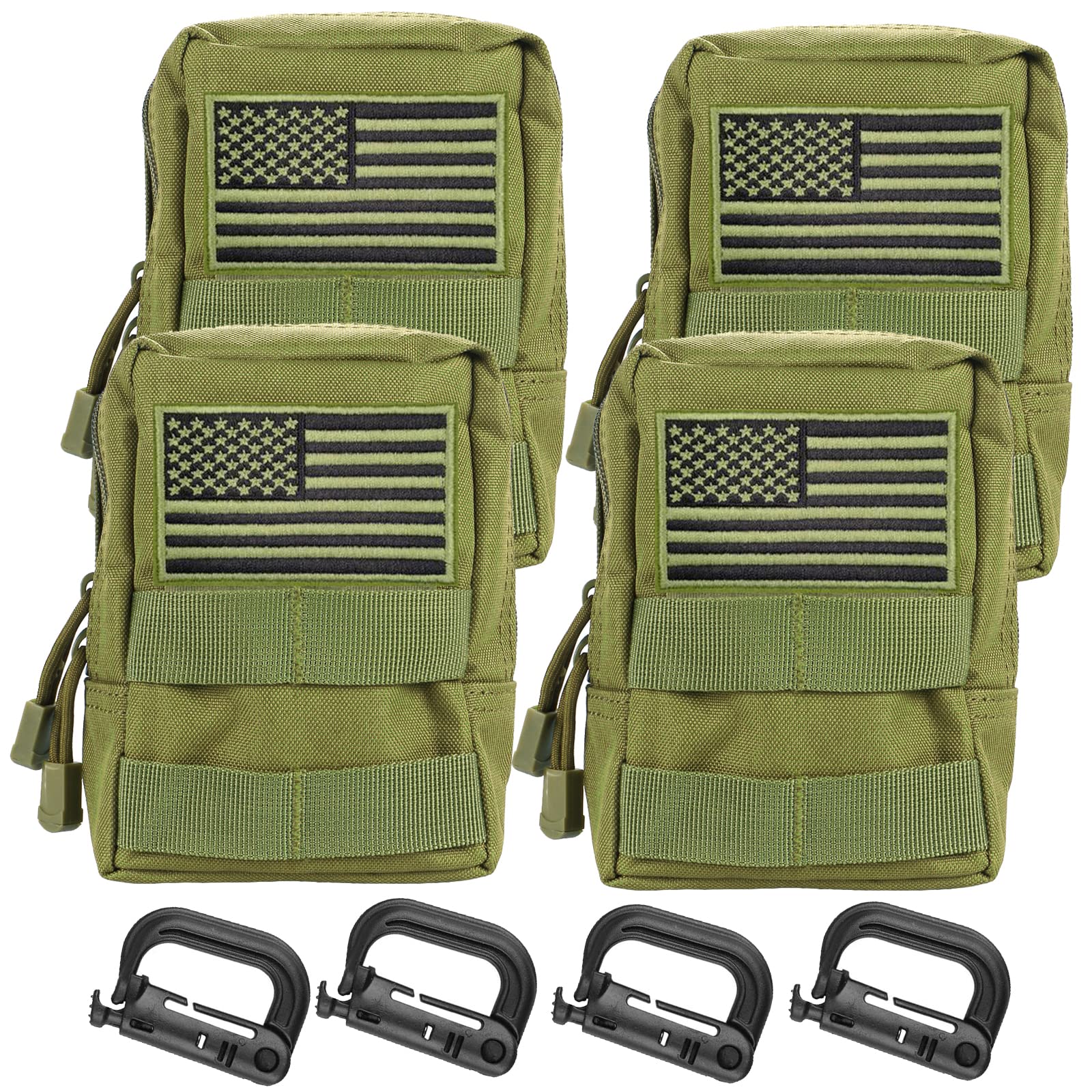 Sponsored Ad - 4-Pack Molle Pouch Tactical Utility EDC Small Bags Pouches with 4 Detachable Patch & 4 D-Ring Clips