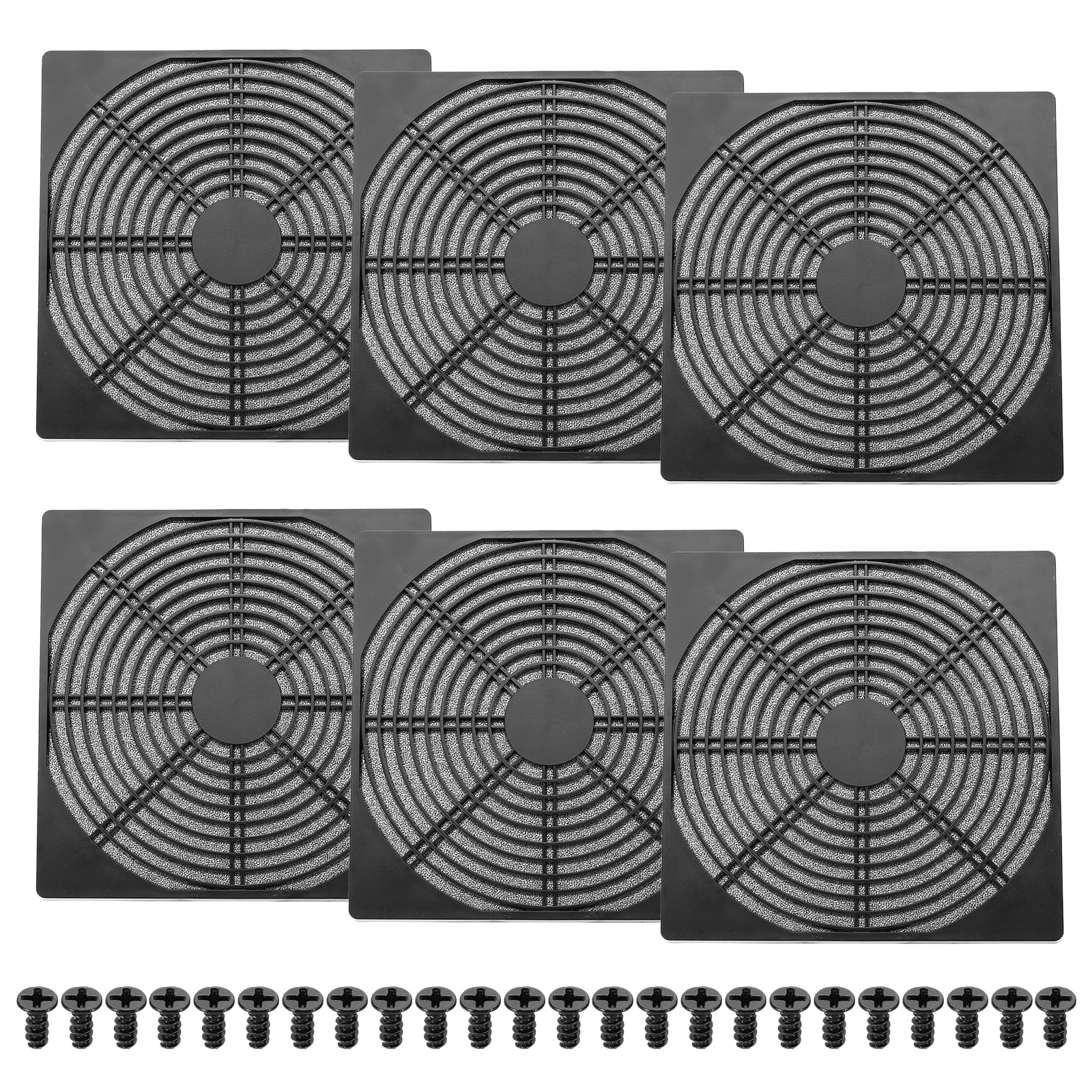 PATIKIL 200mm Fan Filter Grill, 6 Pcs Plastic Ventilation Dustproof Grill Cover Cooling Ventilator with Screws for Industry Workshop Computer Case Refrigerators Air Conditioning, Black