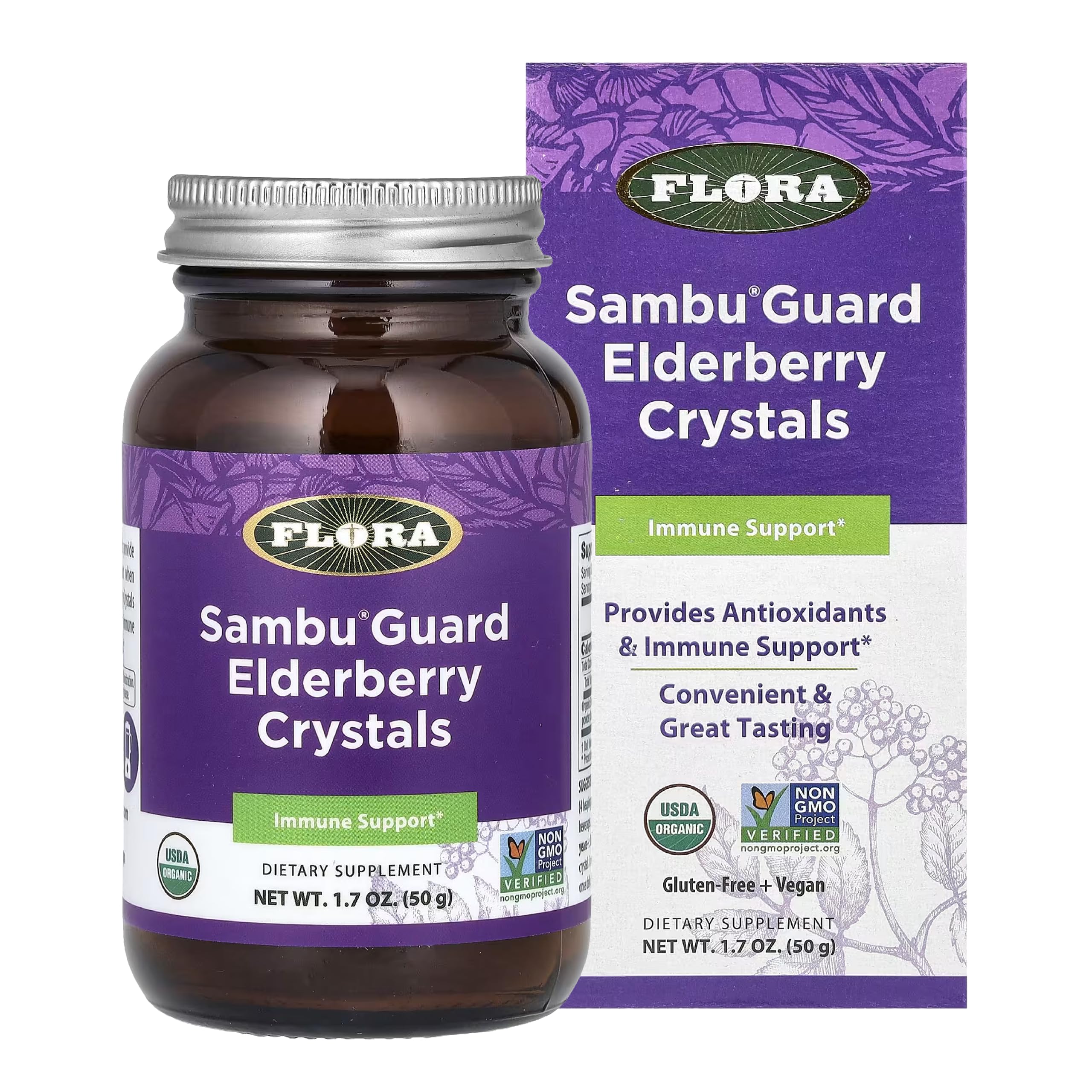 FloraHealth Sambu Guard Elderberry Crystals, Organic, 1.7 oz.