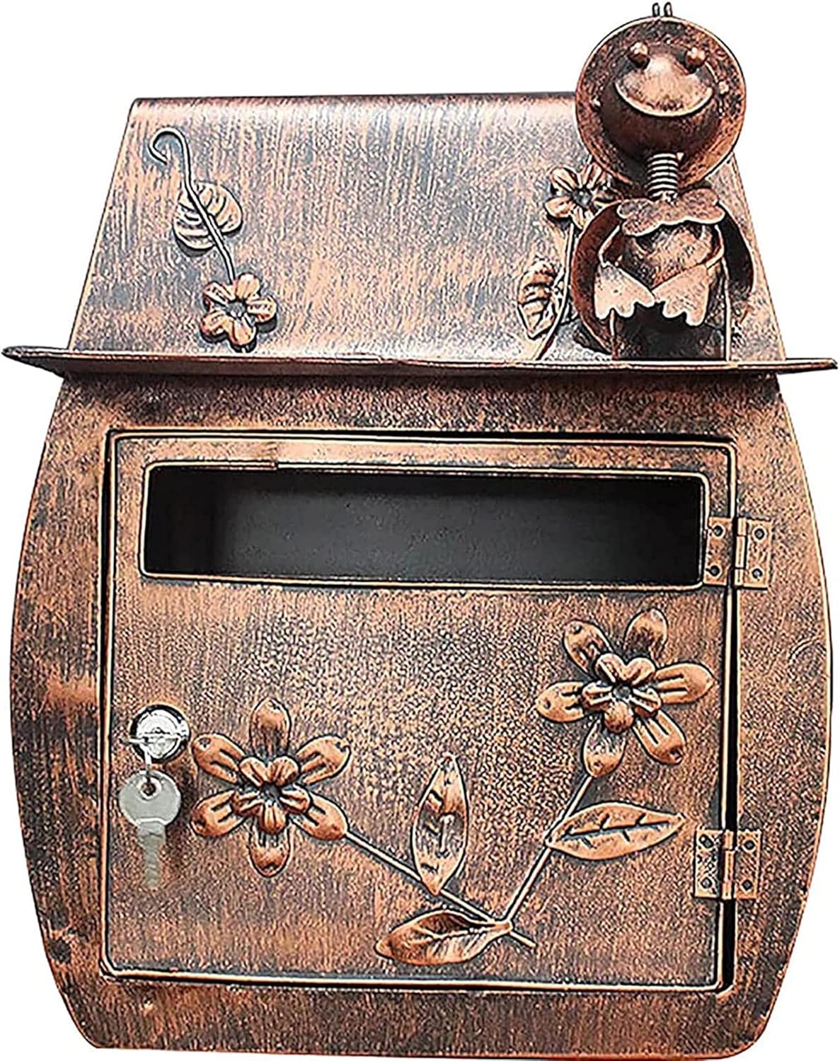 Retro Wall Mounted Lockable Mailboxes, Vintage Iron Wall Mount with Key Lock for Home Classic Villa Outdoor Mailbox Mailboxes