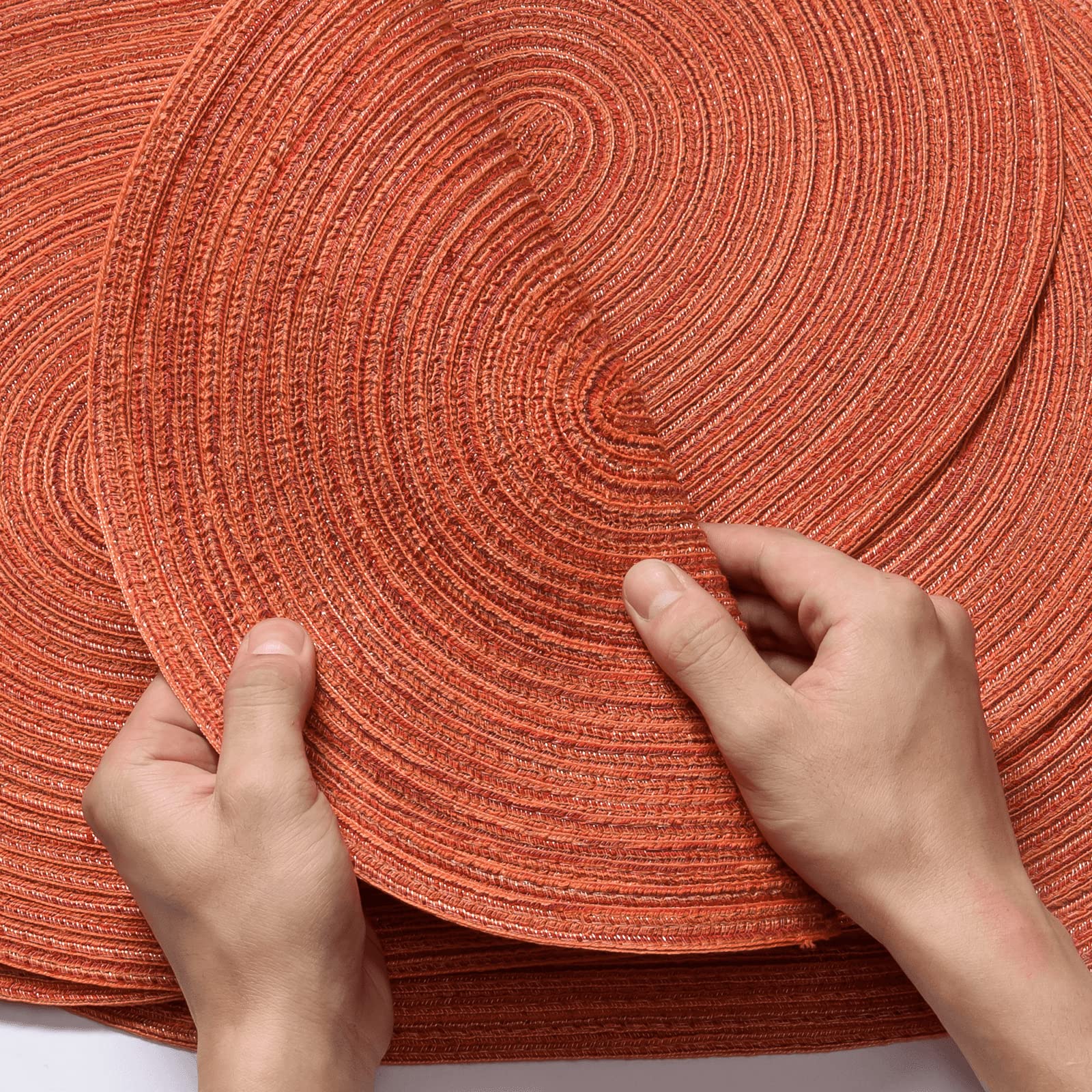 Noctiflorous Oval Braided Placemats 30 x 45 cm Table Mats Set of 6 for Dining Tables Natural Woven Heat Resistant Placemats (Oval Beige